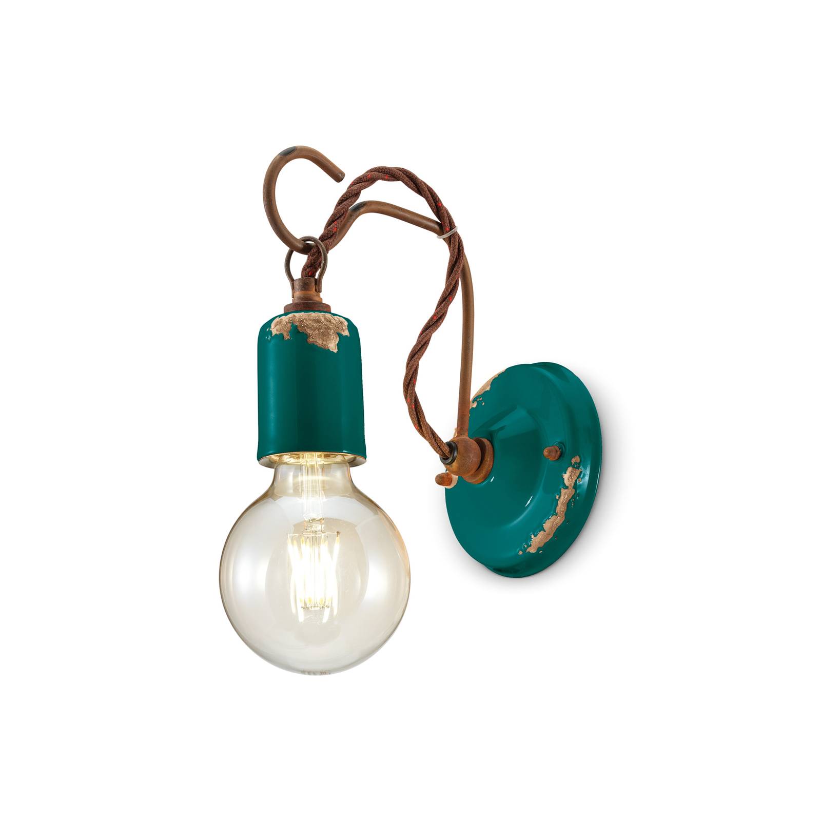 Ferroluce c665 fali lámpa vintage stílusban, zöld