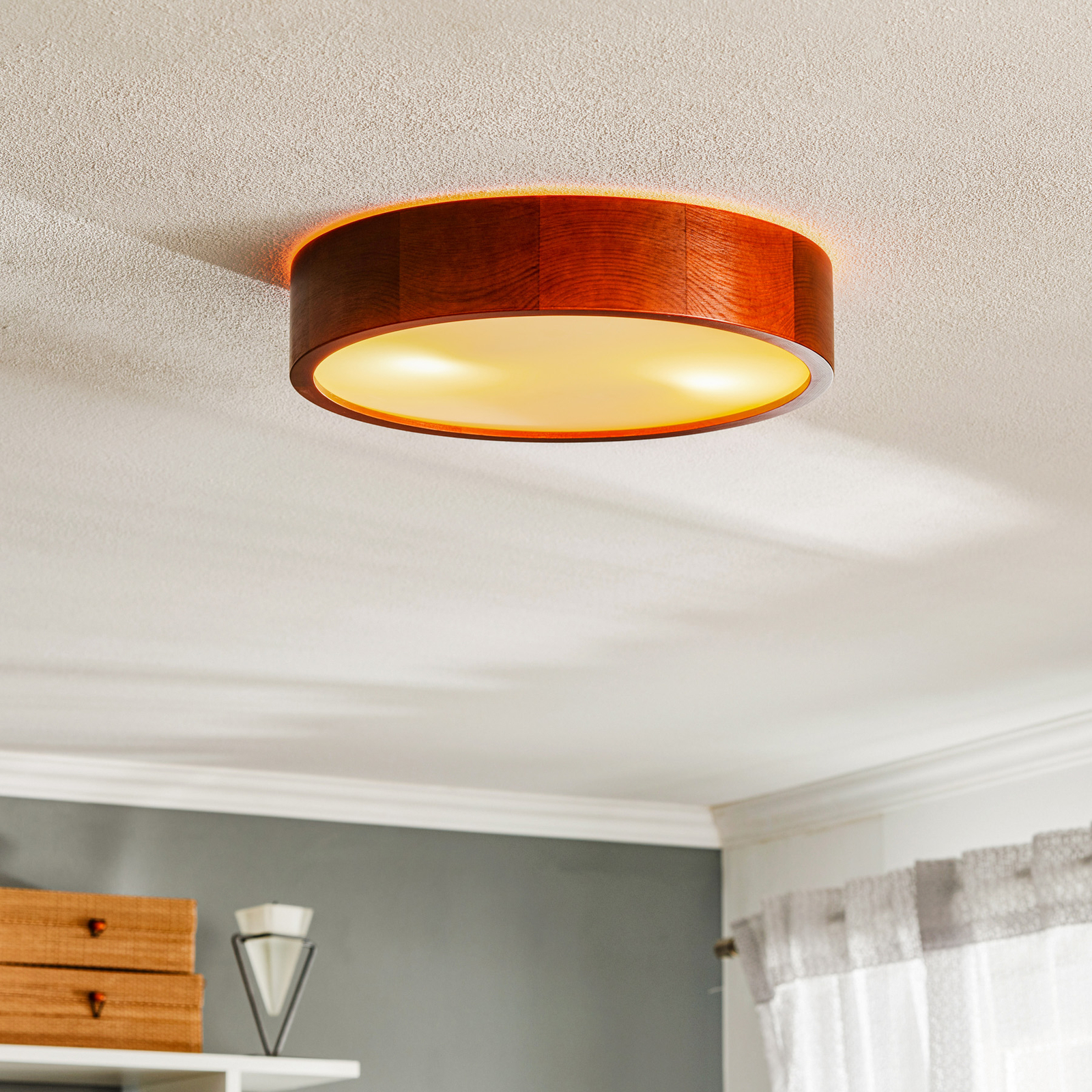 Envostar Kerio ceiling lamp Ø 37 cm rustic pine