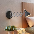 Lindby Theon wall light, scissor arm, grey