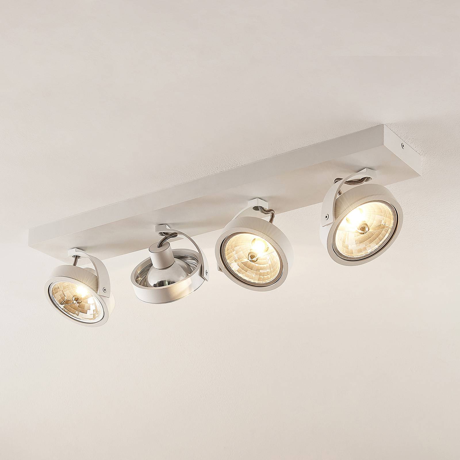 Arcchio Dagur ceiling light, four-bulb, white, for Living / Dining Room, iron, aluminium, G9, 33 W, energy efficiency: A++, L: 67.2 cm, W: 12 cm, H: 17.1 cm