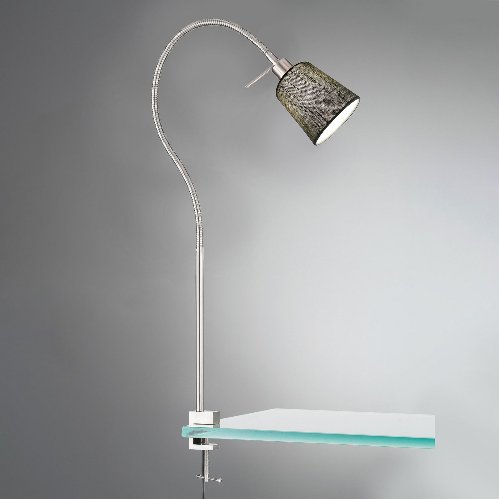 Jam clip-on light, linen lampshade