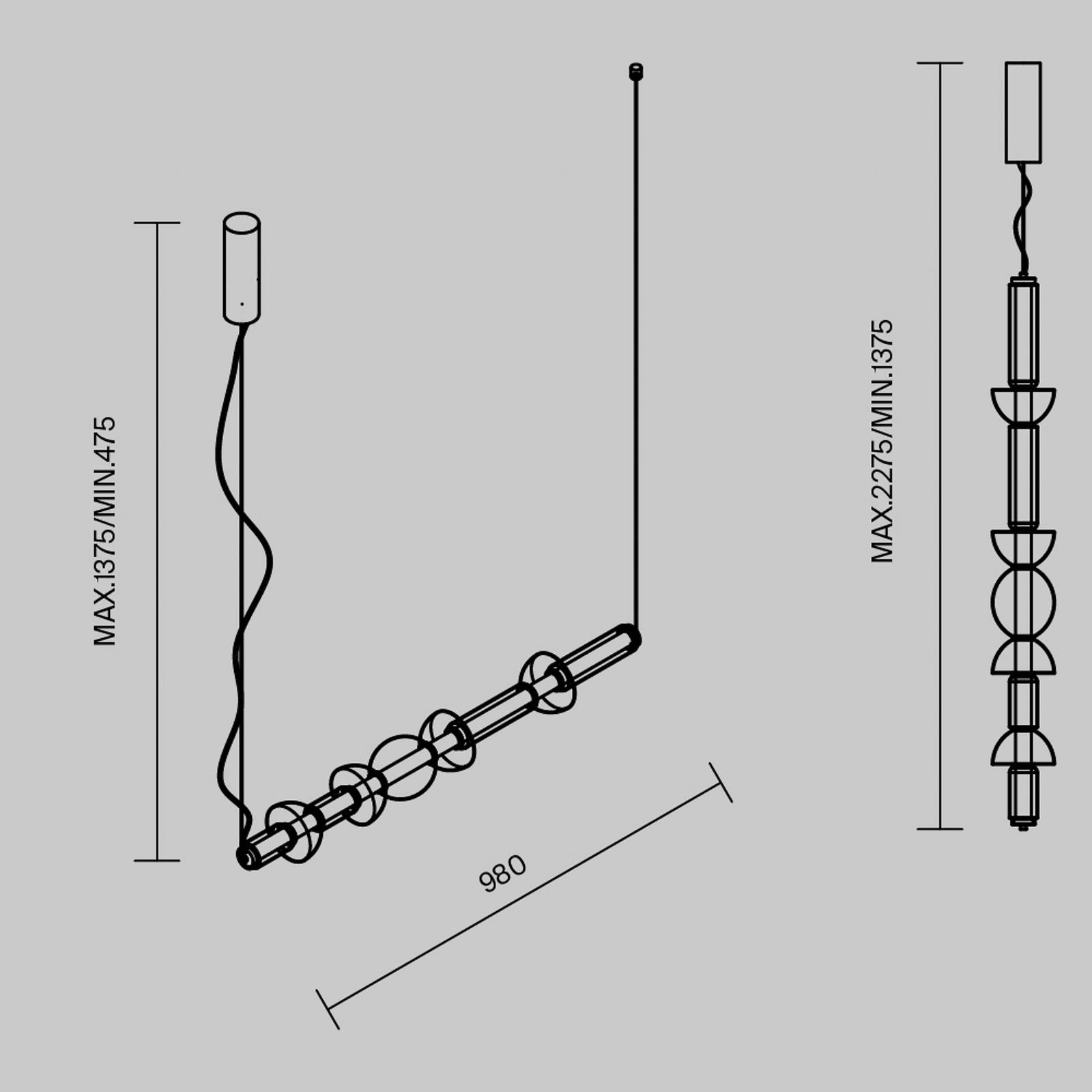 Lampa wisząca LED Maytoni Cosmo, mosiądz, długość 98 cm, szkło