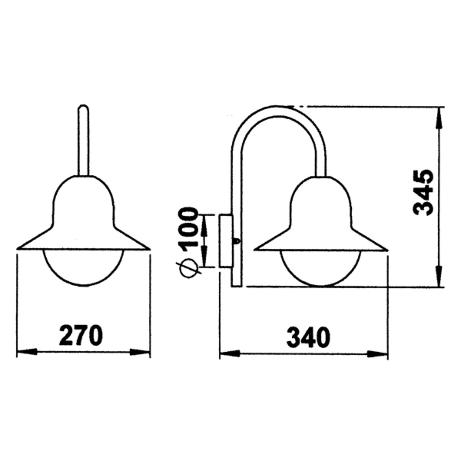 Außenwandleuchte 183 in schlichter Form, schwarz