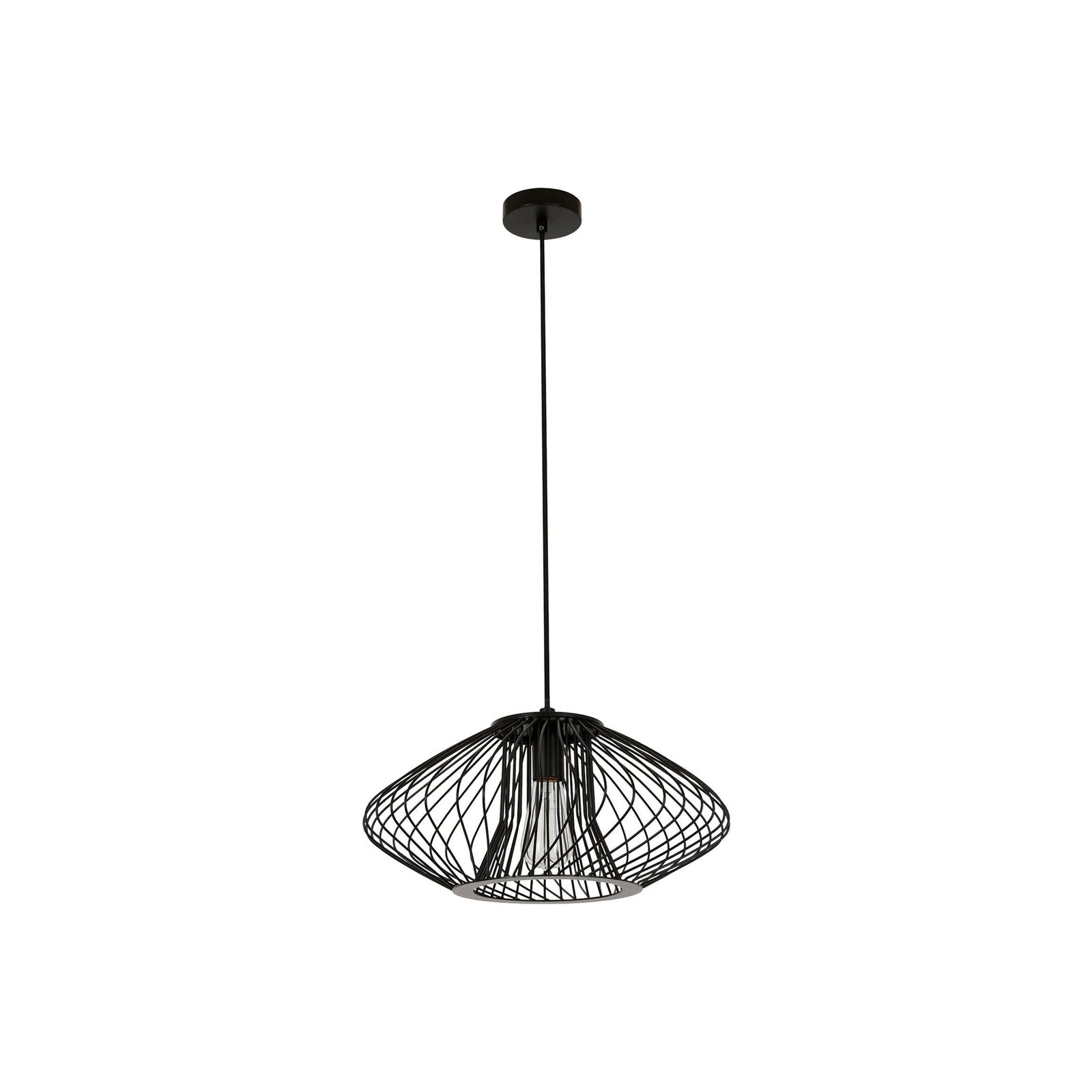 Hanglamp Pheonix Squat, zwart, metaal, Ø 45 cm