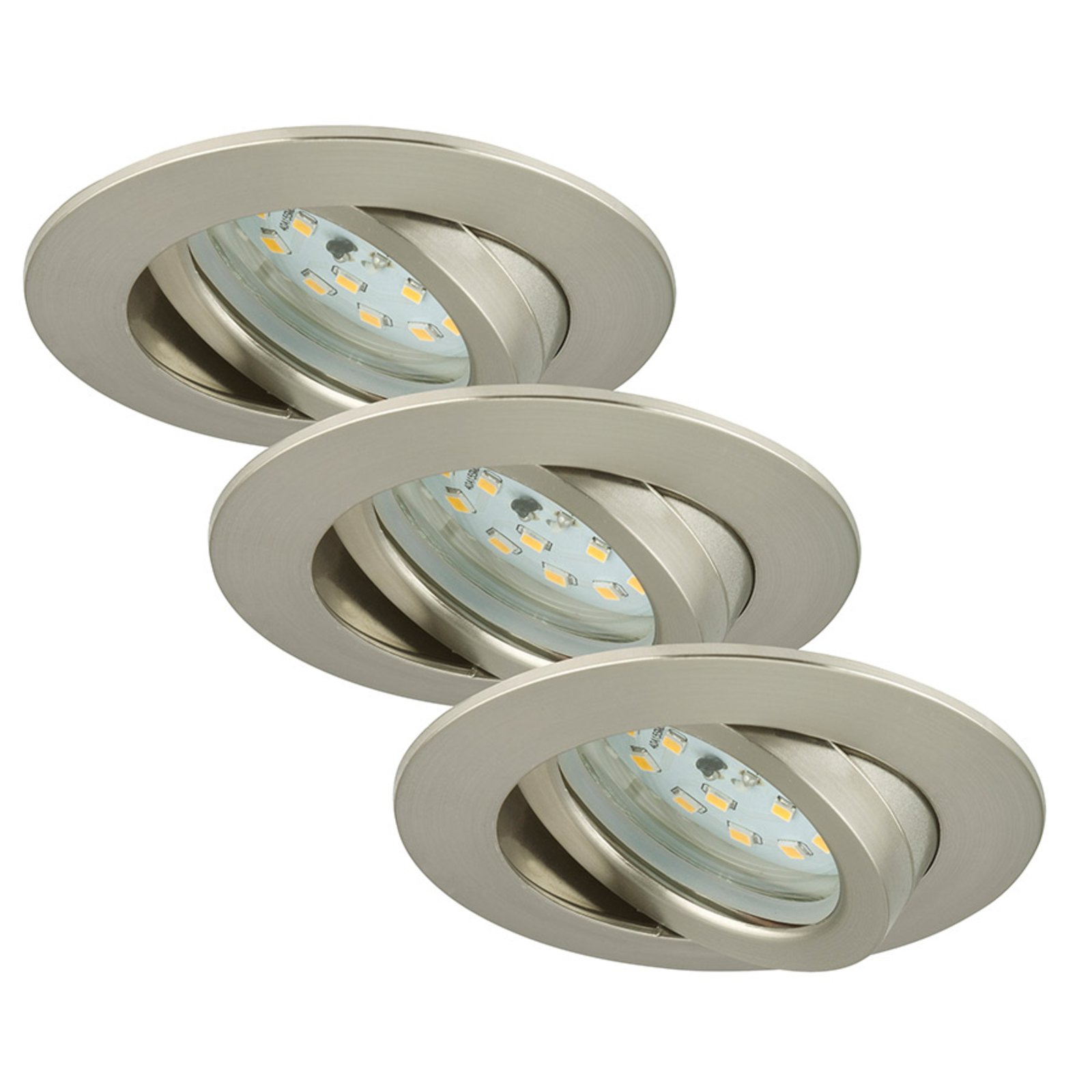 Set de 3 spots encastrés LED Bert, nickel mat