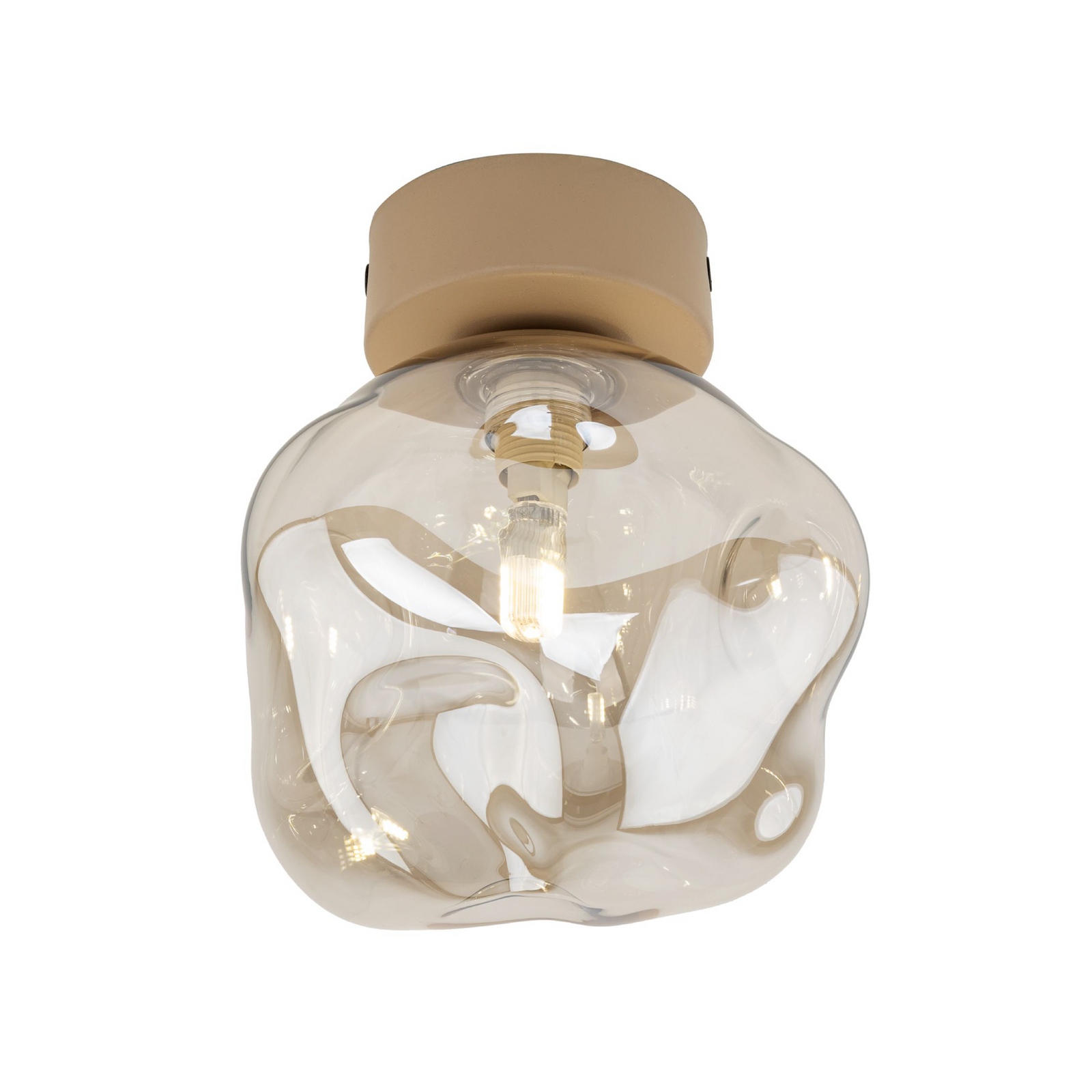 Taklampa Lava, sand/konjak, glas, Ø 15 cm, G9