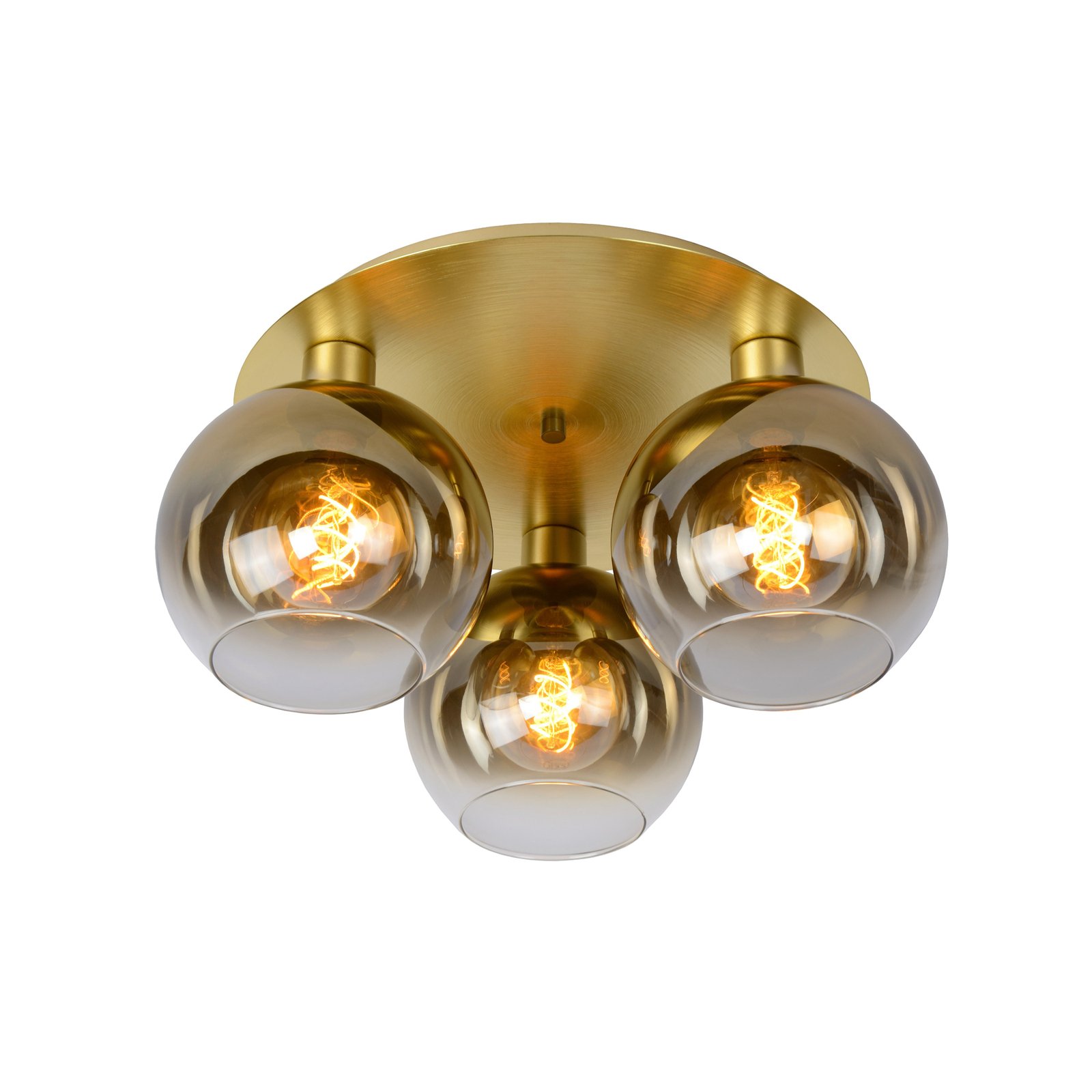 Marius ceiling light, gold, Ø 50 cm, glass, 3-bulb