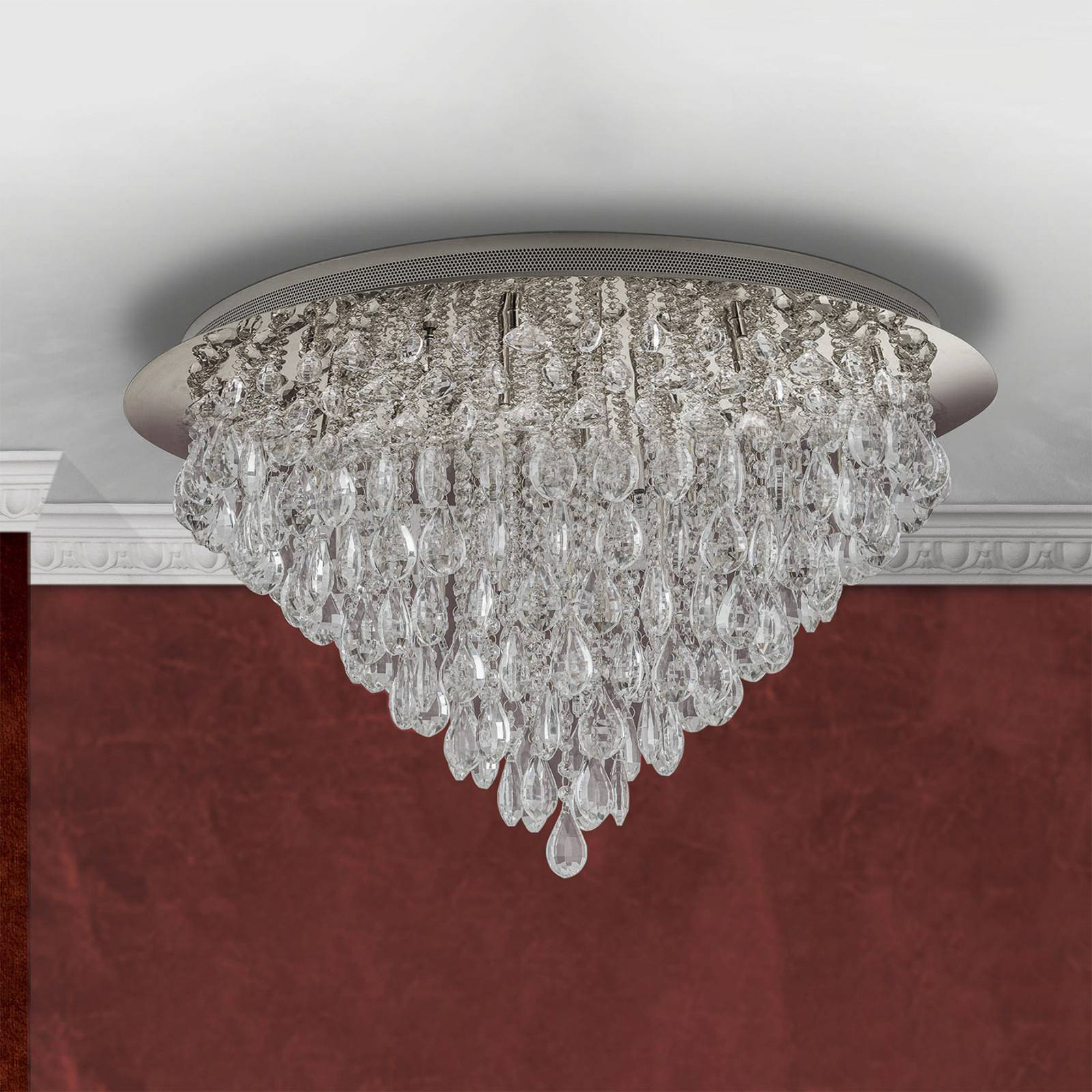 Celeste ceiling lamp with K9 crystals, Ø75cm chrome