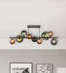 Deckenlampe Riha, Länge 87 cm, Glas/Metall, 9-flg.