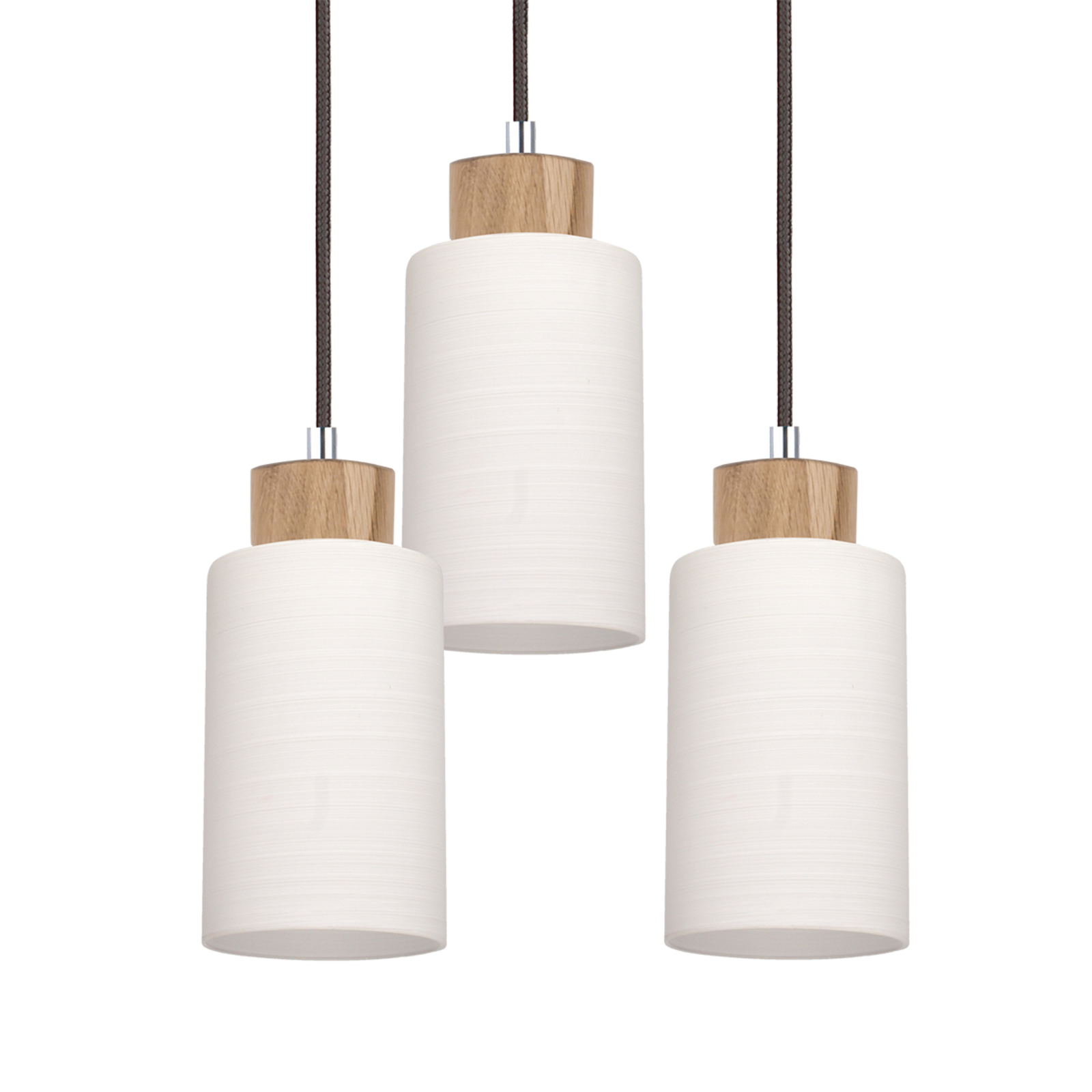 Spot-Light Bosco round hanging light, oiled oak, 3-bulb, for Living / Dining Room, glass, wood, metal, E27, 60 W, energy efficiency: A++
