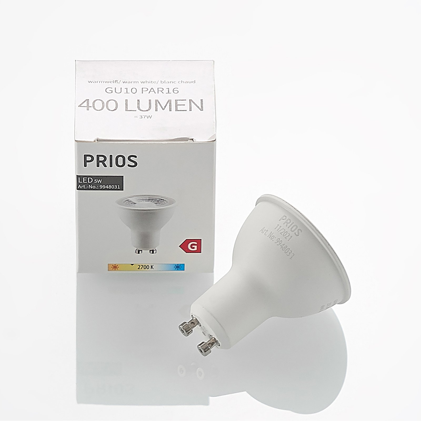 Reflector LED bulb GU10 5 W 2,700 K 60° 10-pack