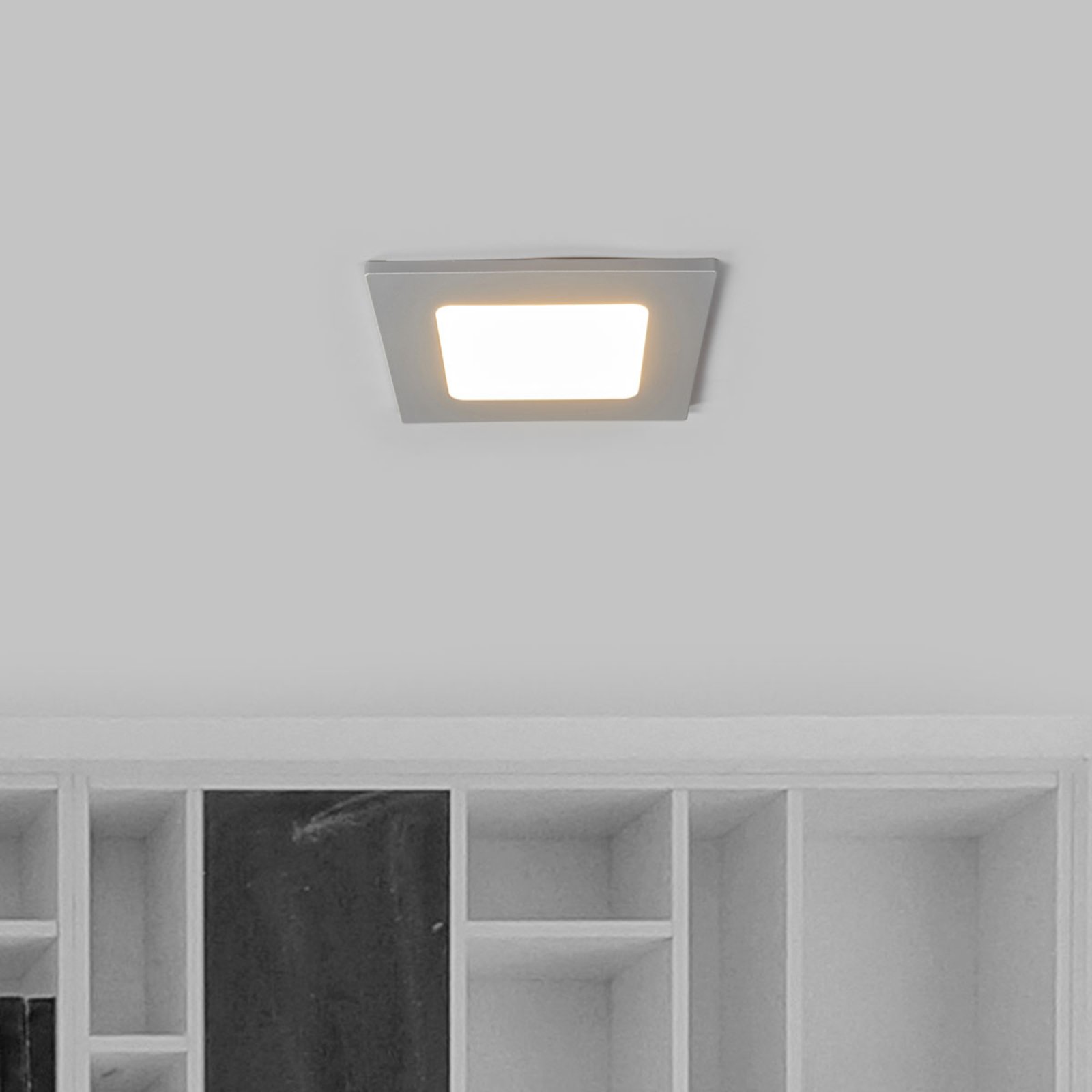 Arcchio Joki LED downlight silver 3,000 K angular 11.5 cm, for Kitchen, plastic, 5 W, energy efficiency: A+, L: 11.5 cm, W: 11.5 cm, H: 3 cm