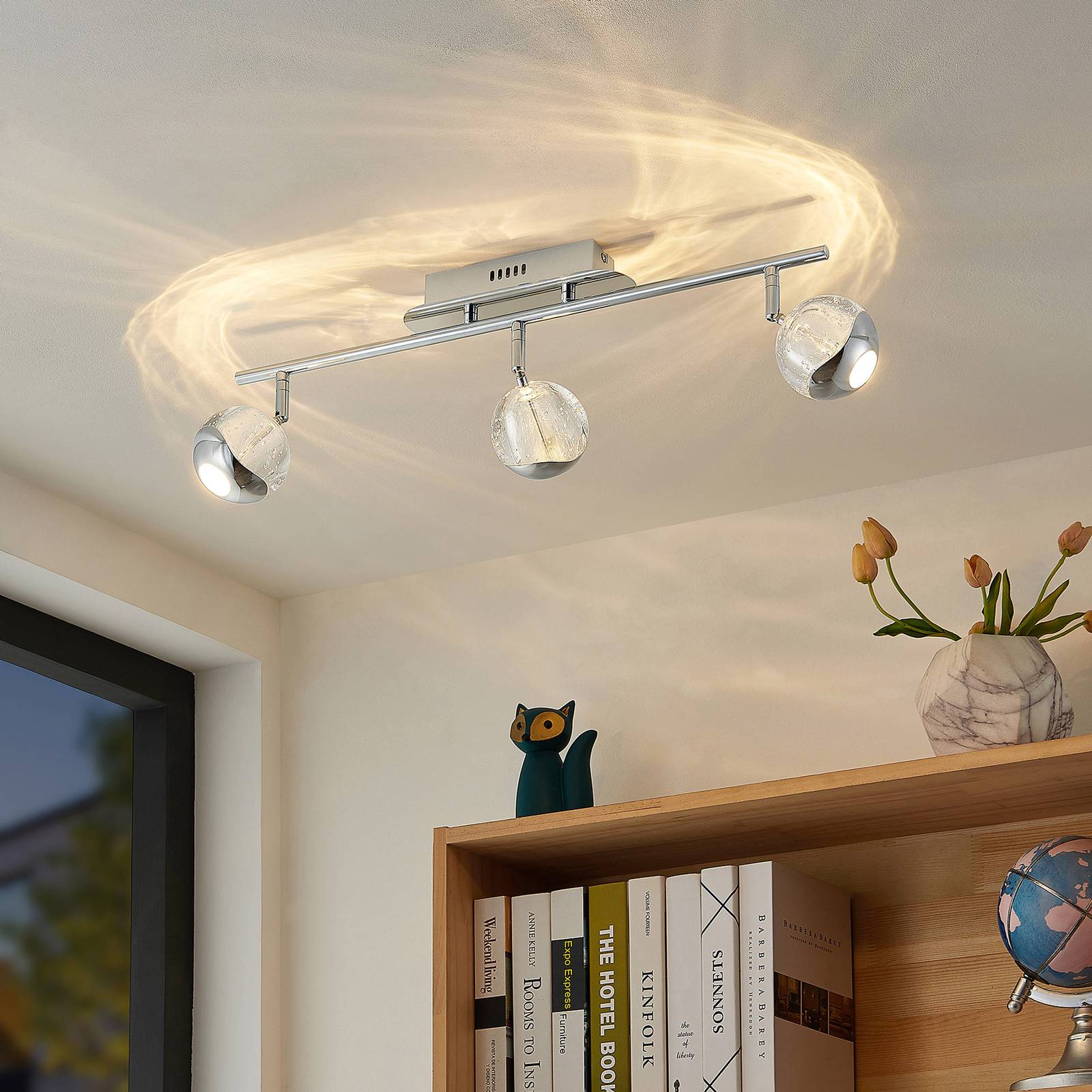 Lucande Kilio LED downlight, 3-bulb, chrome