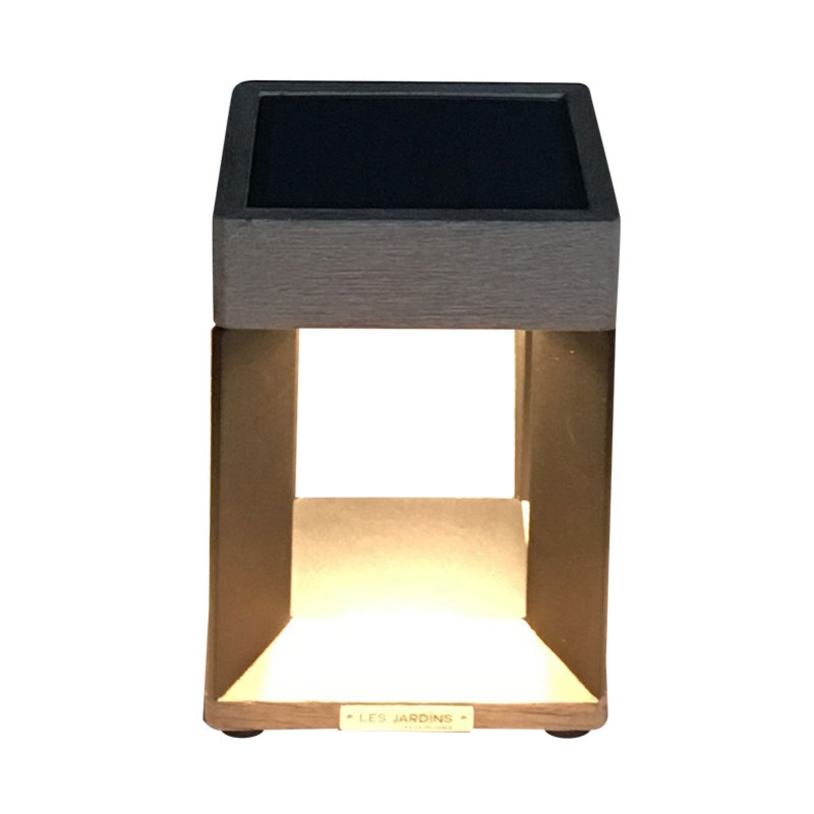 LED-Solartischleuchte Teckalu, schwarz/holz hell