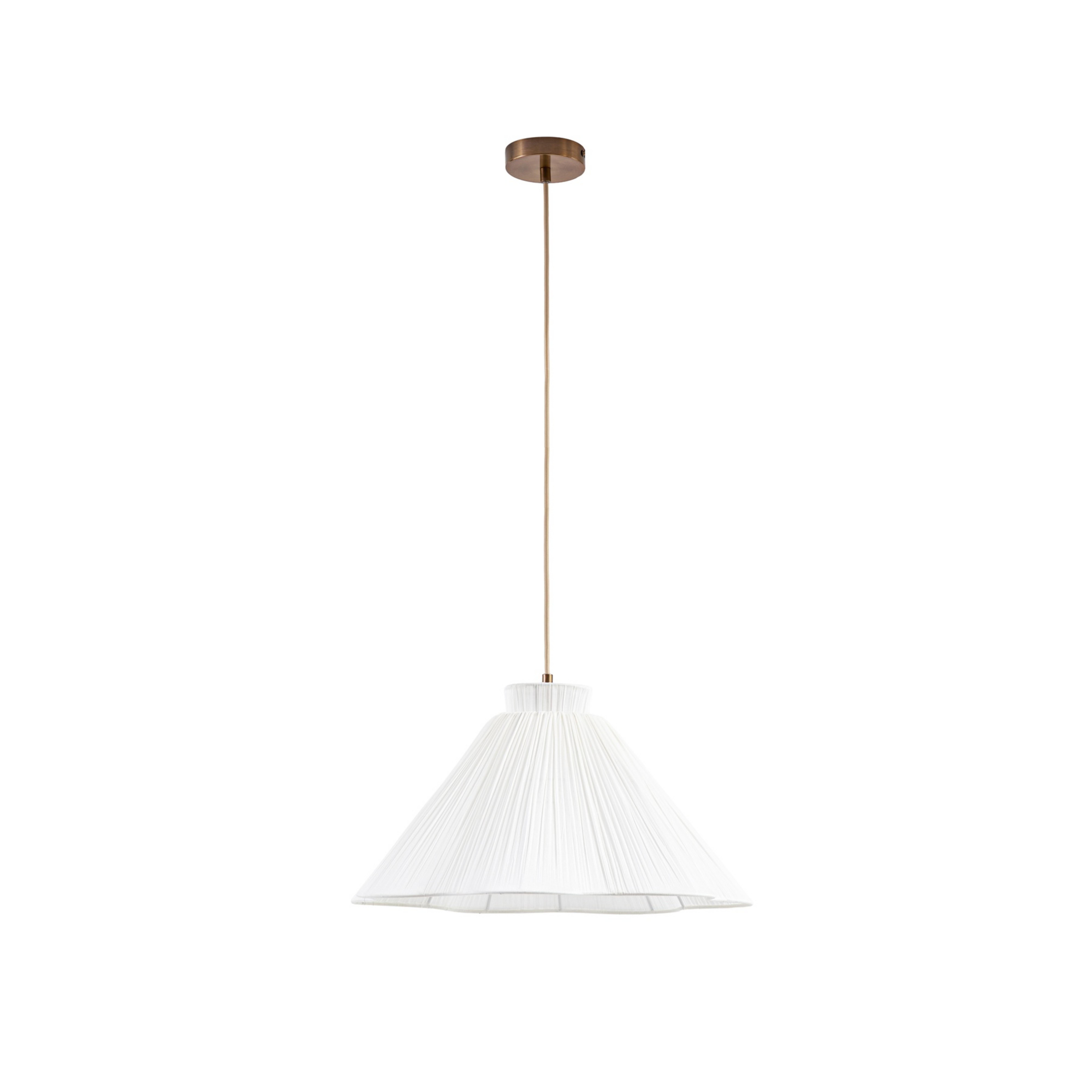 Lisbeth-riippuvalaisin, Ø 50 cm, valkoinen/messinki, E27 – Lucande