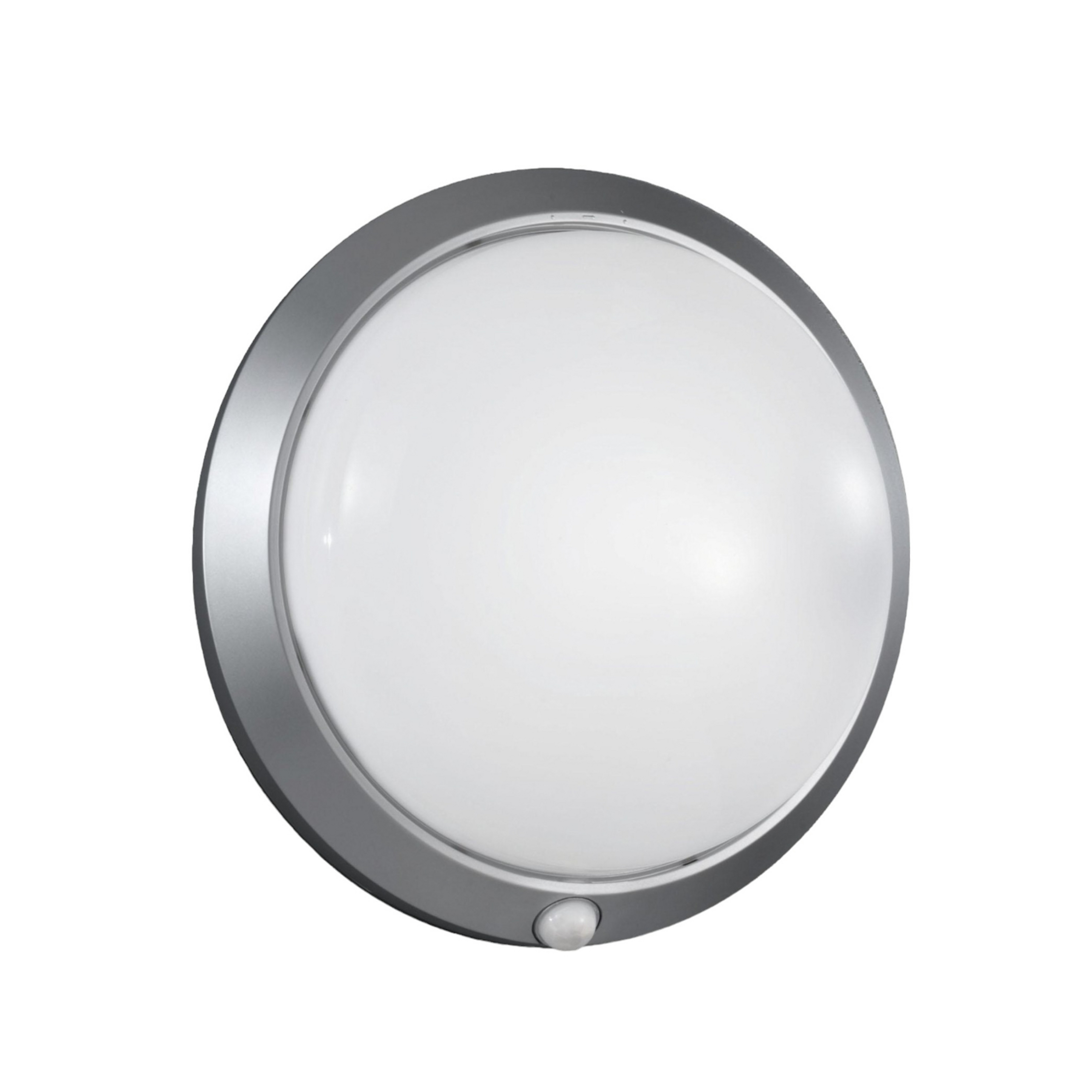 Applique d'extérieur Armilla, argent, détecteur de mouvement, Ø 30 cm