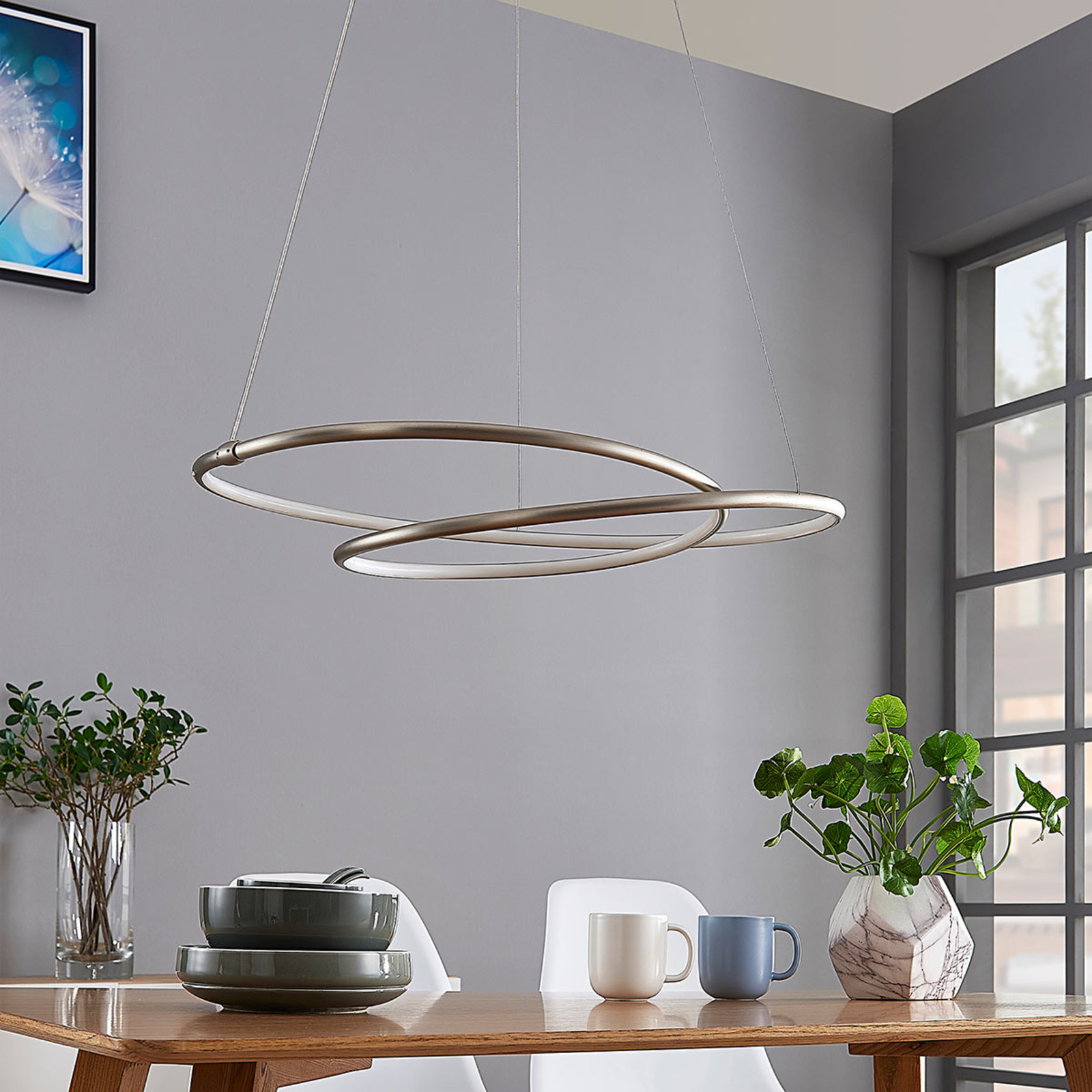 Mirasu – graciös LED taklampa, nickel Mirasu – graciös LED taklampa, nickel
