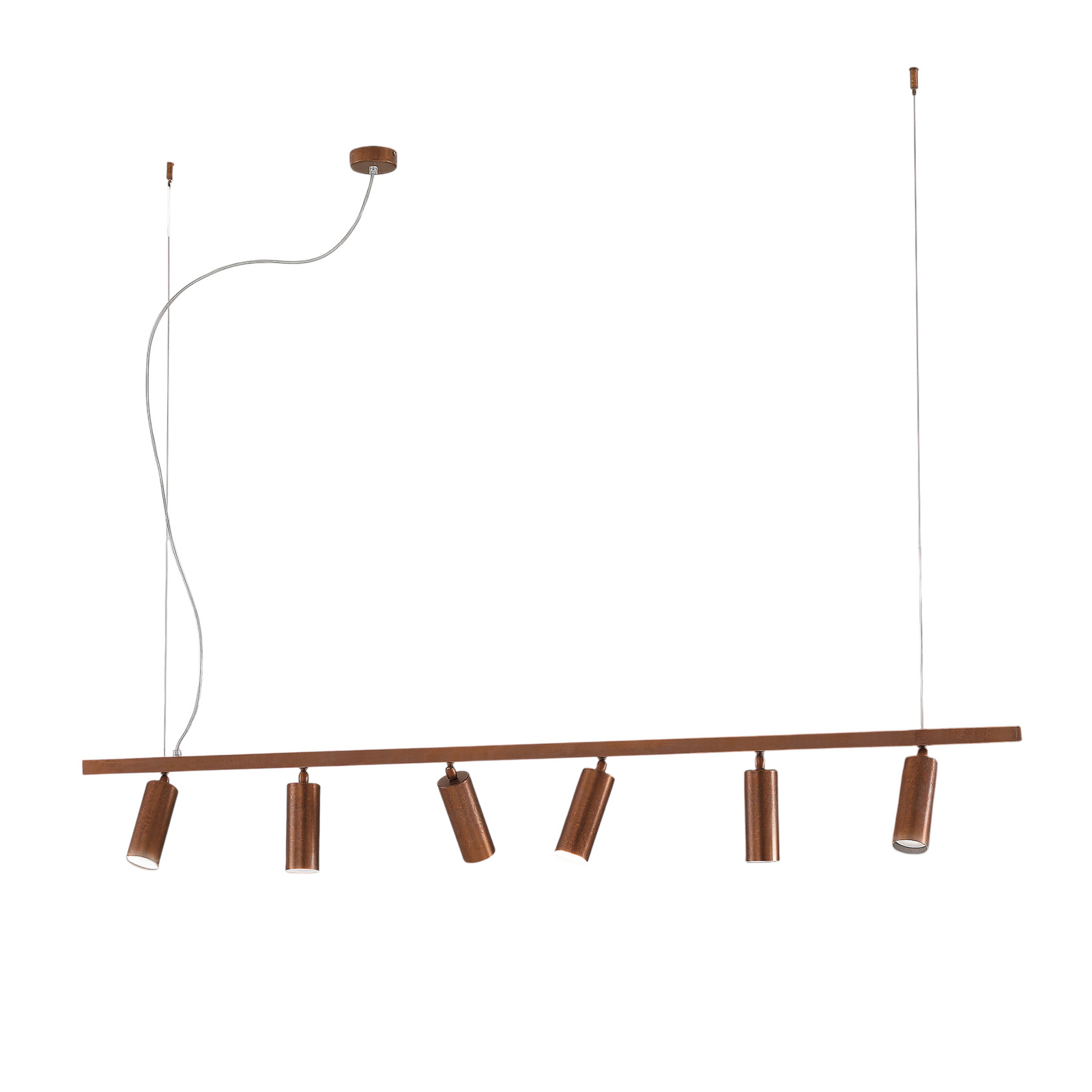 Hengelampe 7532, brunert tre, 6 lyskilder, GU10