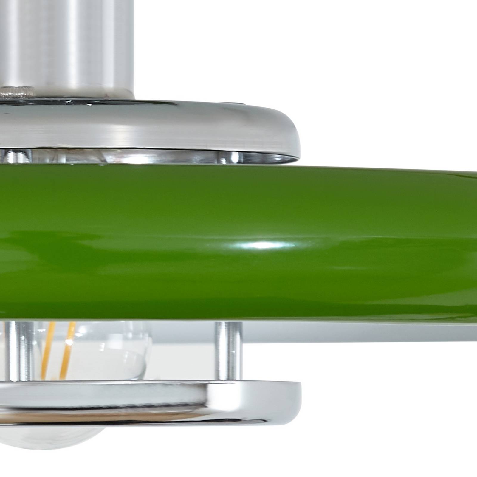 Lampa sufitowa Lindby Branford, styl retro, Ø 35 cm, zielona, metalowa