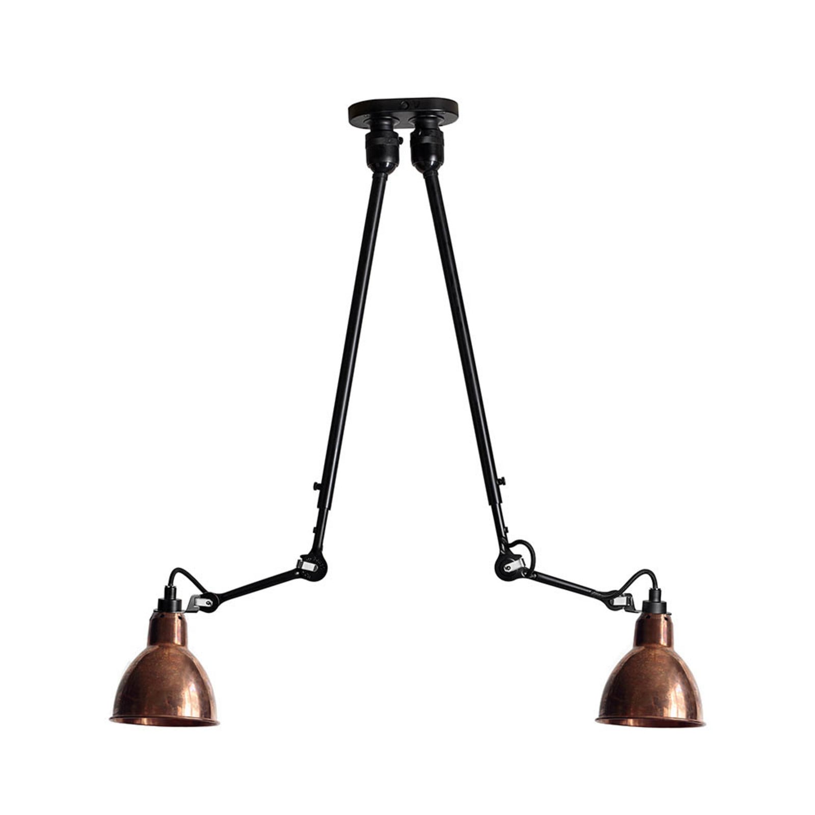 302 Plafonnier Double Noir/Cuivre Brut - Lampe Gras