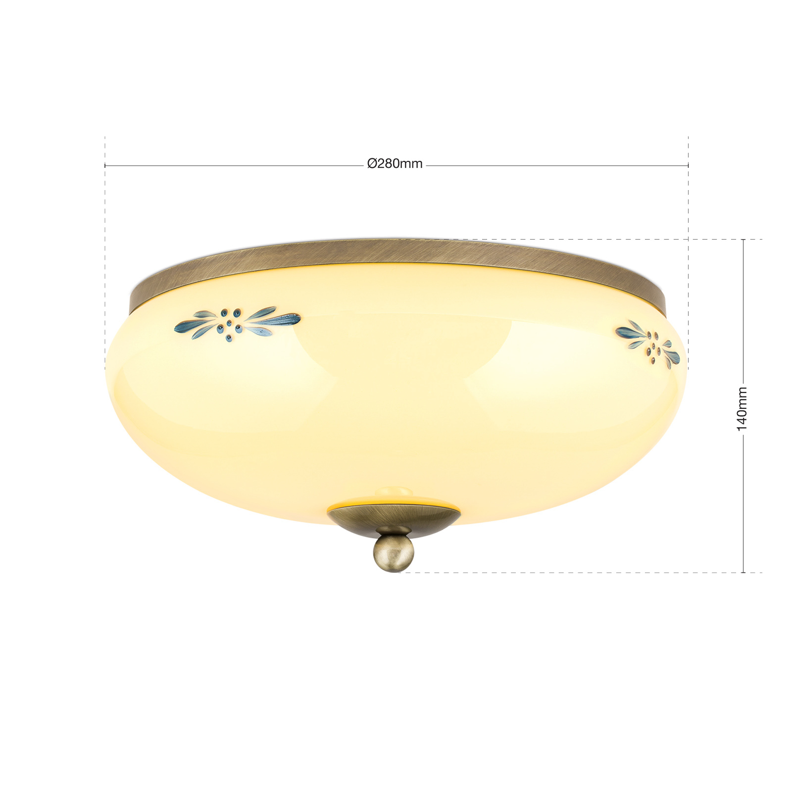 Deckenlampe Landhaus mit handbemaltem Glas