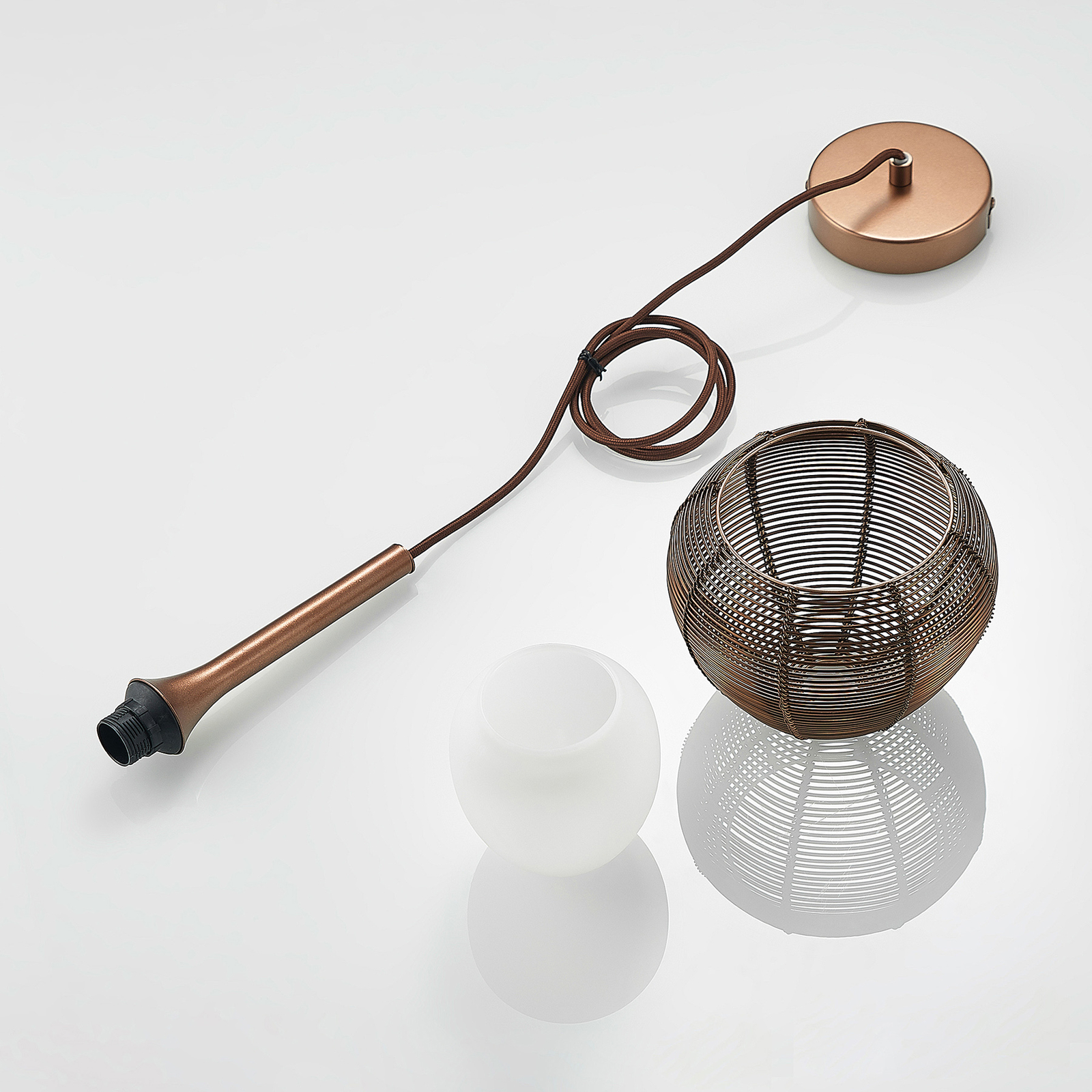 Lucande Tetira suspension, 1 lampe, 16,5 cm, brune