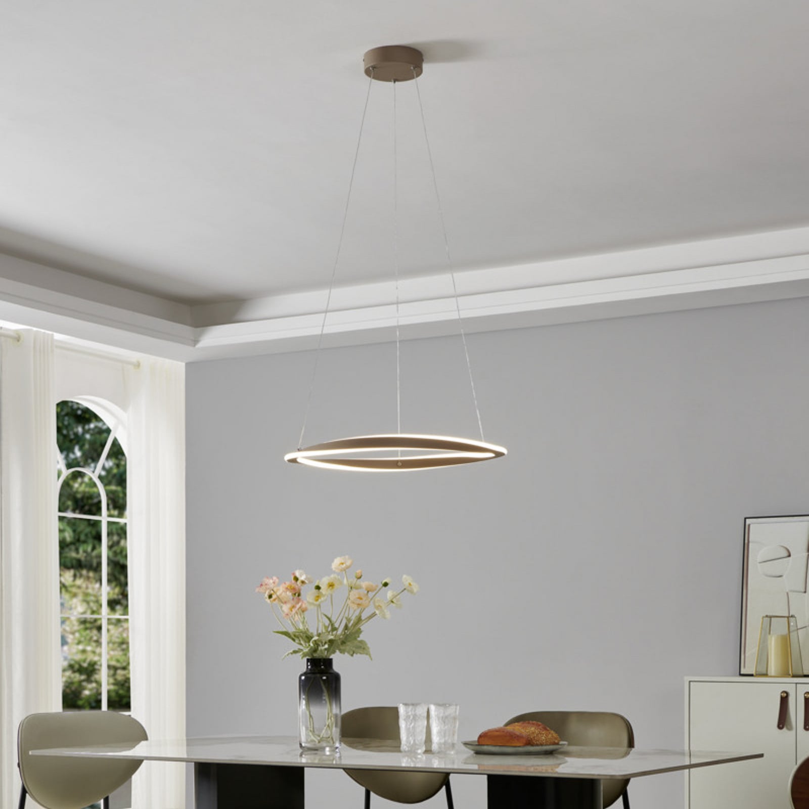 EGLO LED hanglamp CAMEROTA, beige, Ø 57 cm, afstandsbediening EGLO LED hanglamp CAMEROTA, beige, Ø 57 cm, afstandsbediening