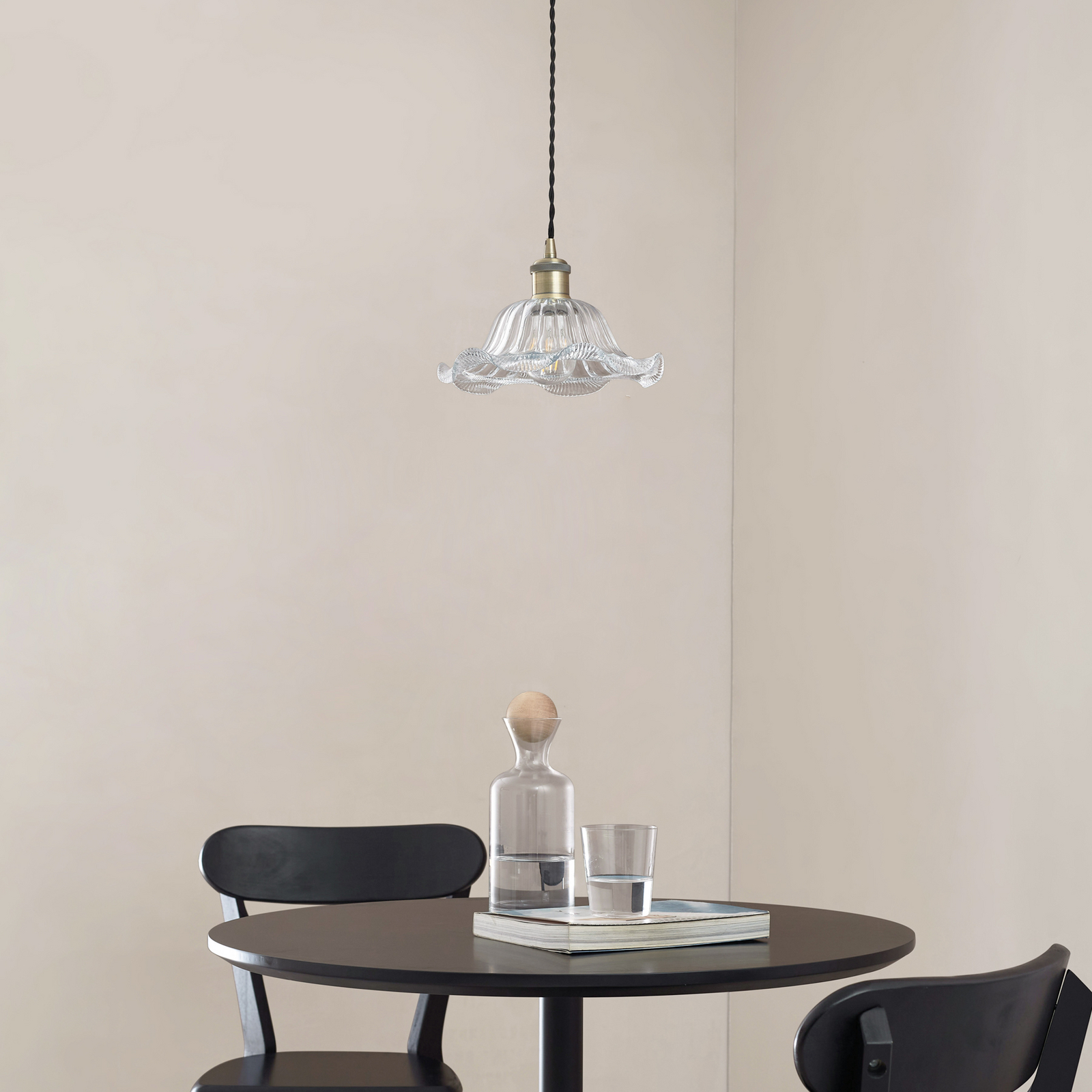 Ludowika pendant light, Ø 25 cm, E27, transparent, glass - Lindby Ludowika pendant light, Ø 25 cm, E27, transparent, glass - Lindby