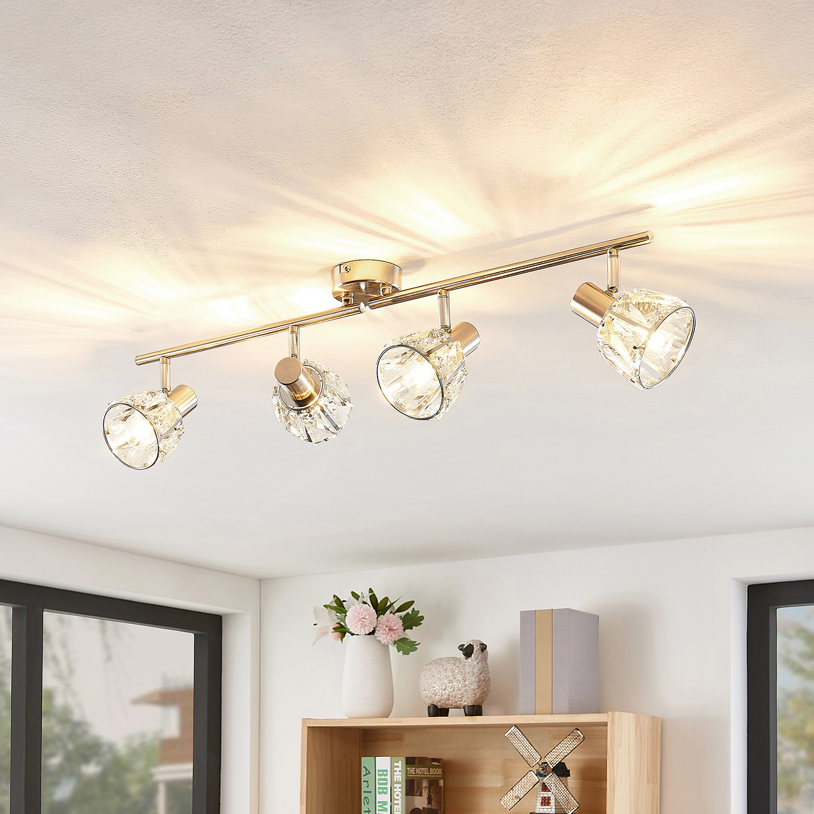 Lindby Kosta lámpara de techo, 4 luces, níquel