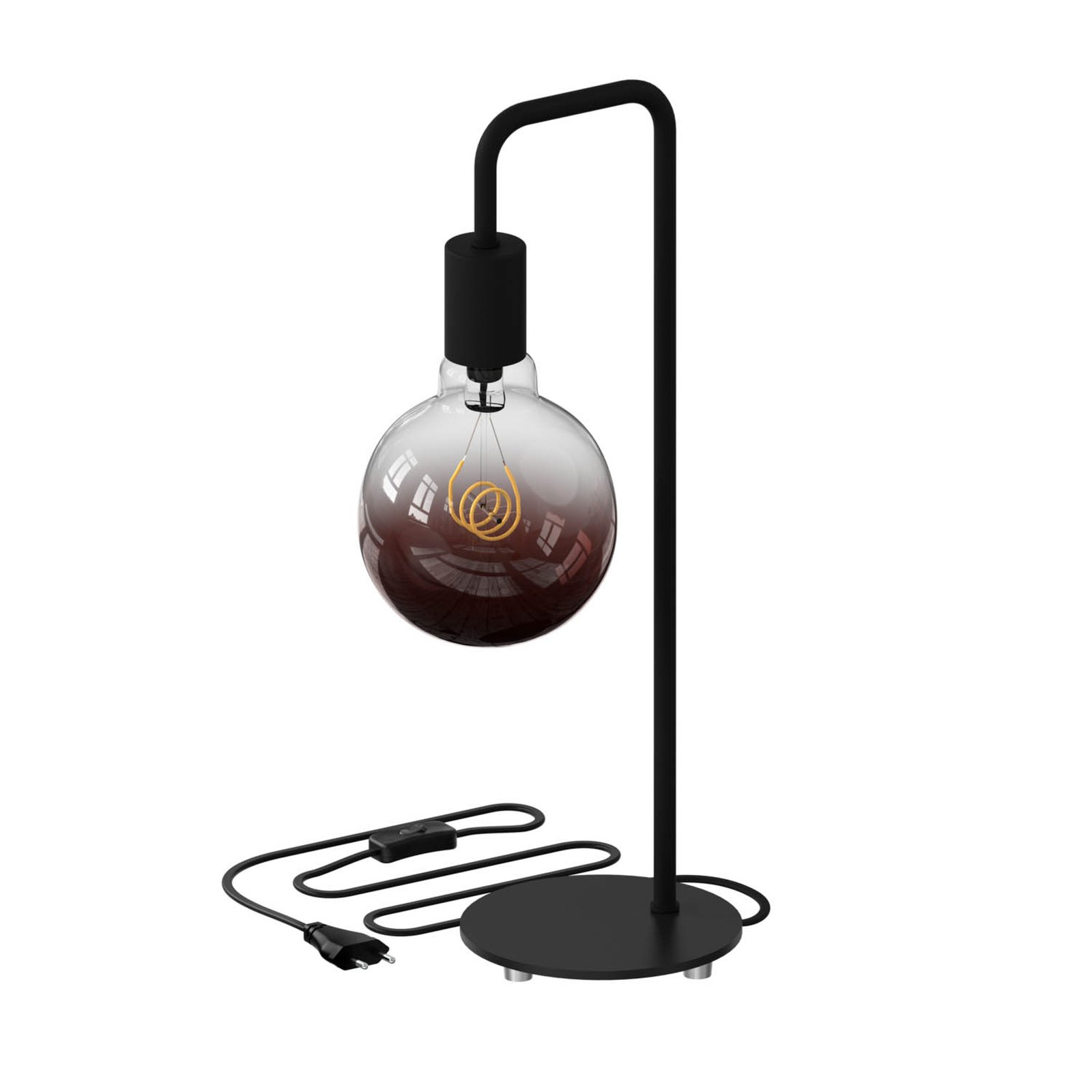 Calex U-Line stolová lampa s 1,5m káblom, čierna