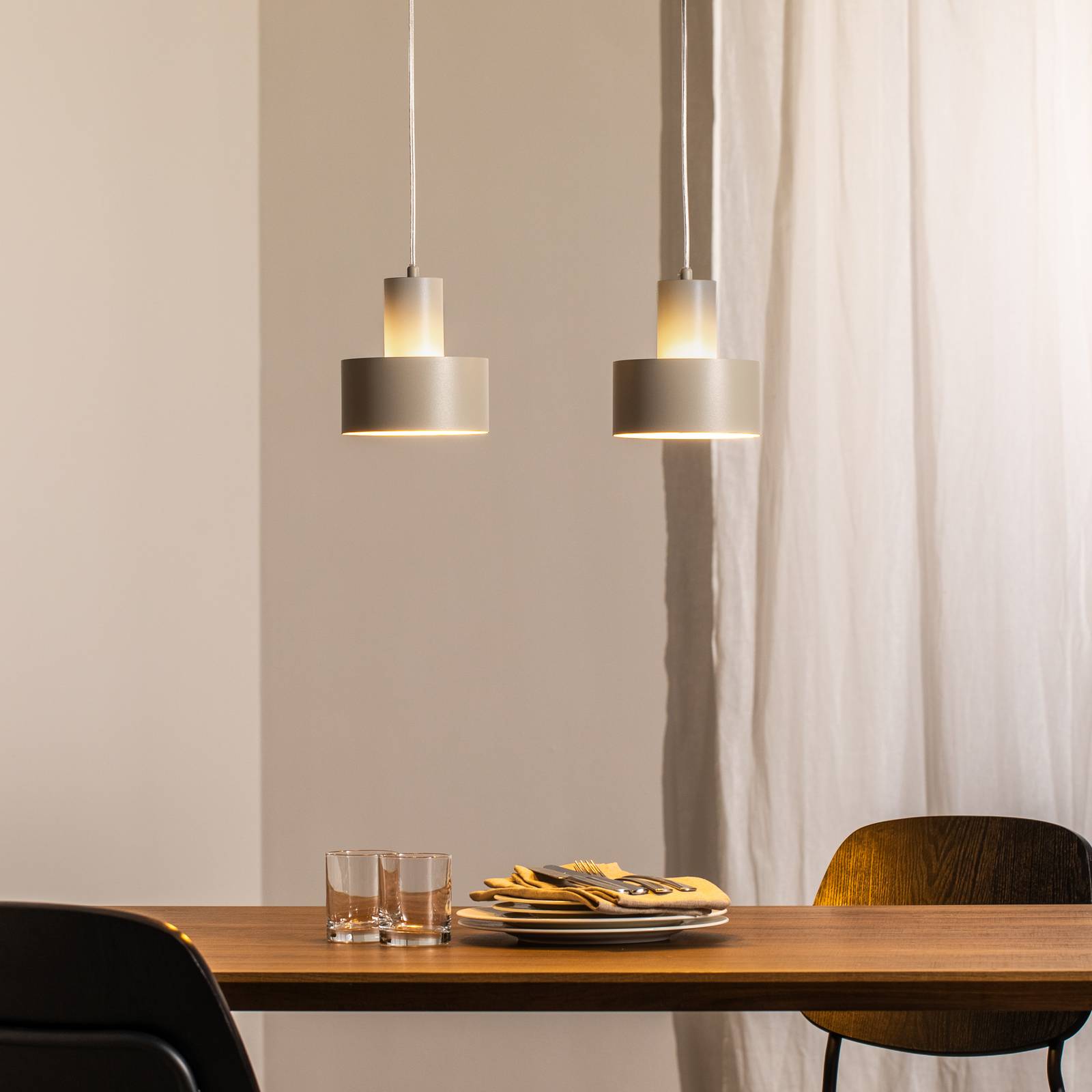 Hängeleuchte Rif 2, taupe 2-flammig, linear, Stahl günstig online kaufen