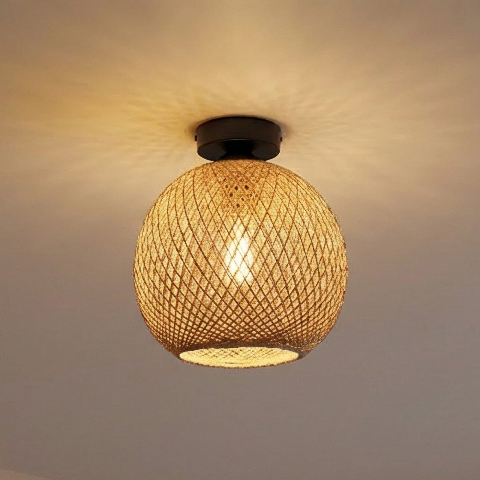 MODELSA Plachetă Yumak maro Ø 26 cm cablu 1 bec - Camera de zi / sufragerie - Modern - maro negru - Țesătură / Textil