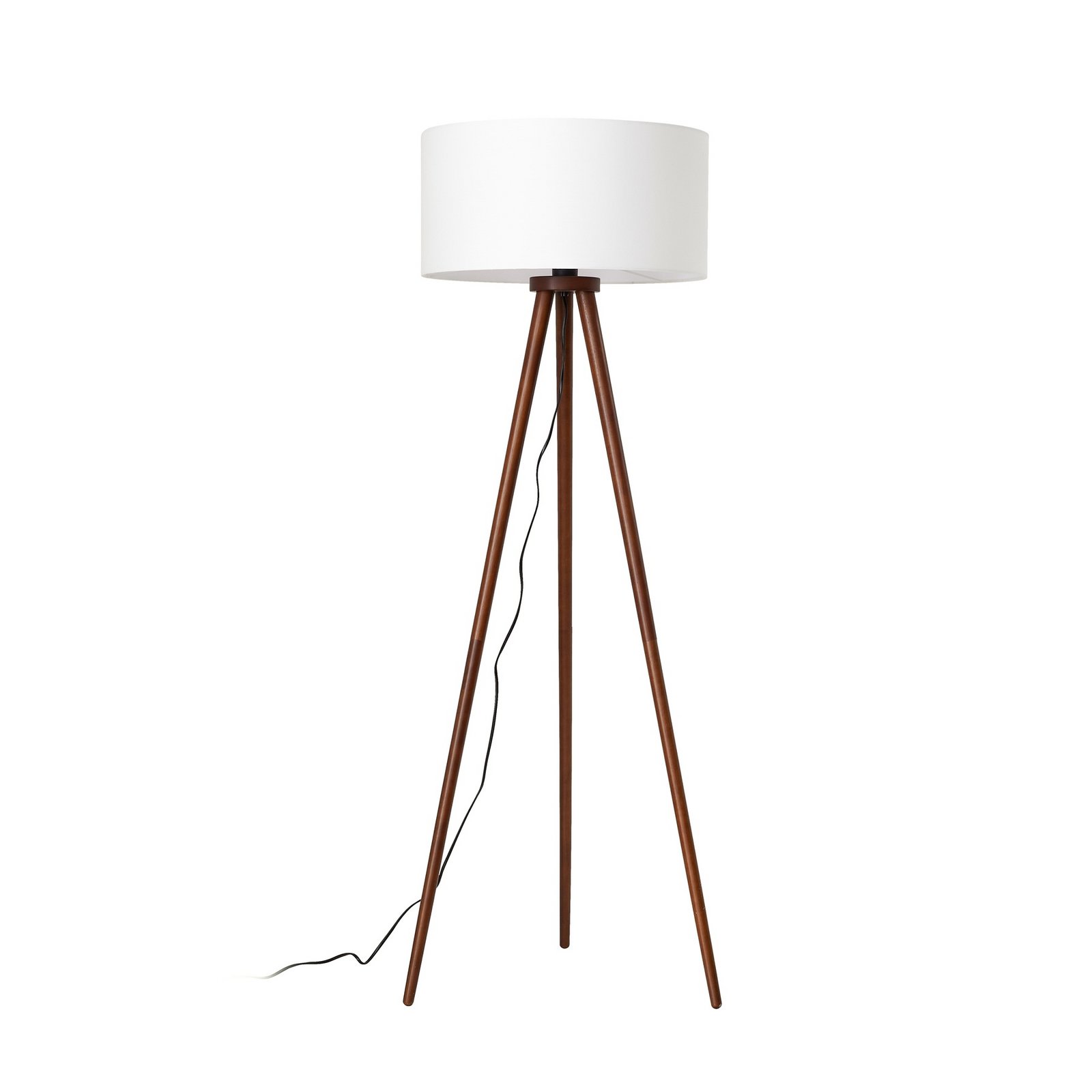 Lindby Stehleuchte Charlia, weiß, Wallnussholz, Höhe 150 cm