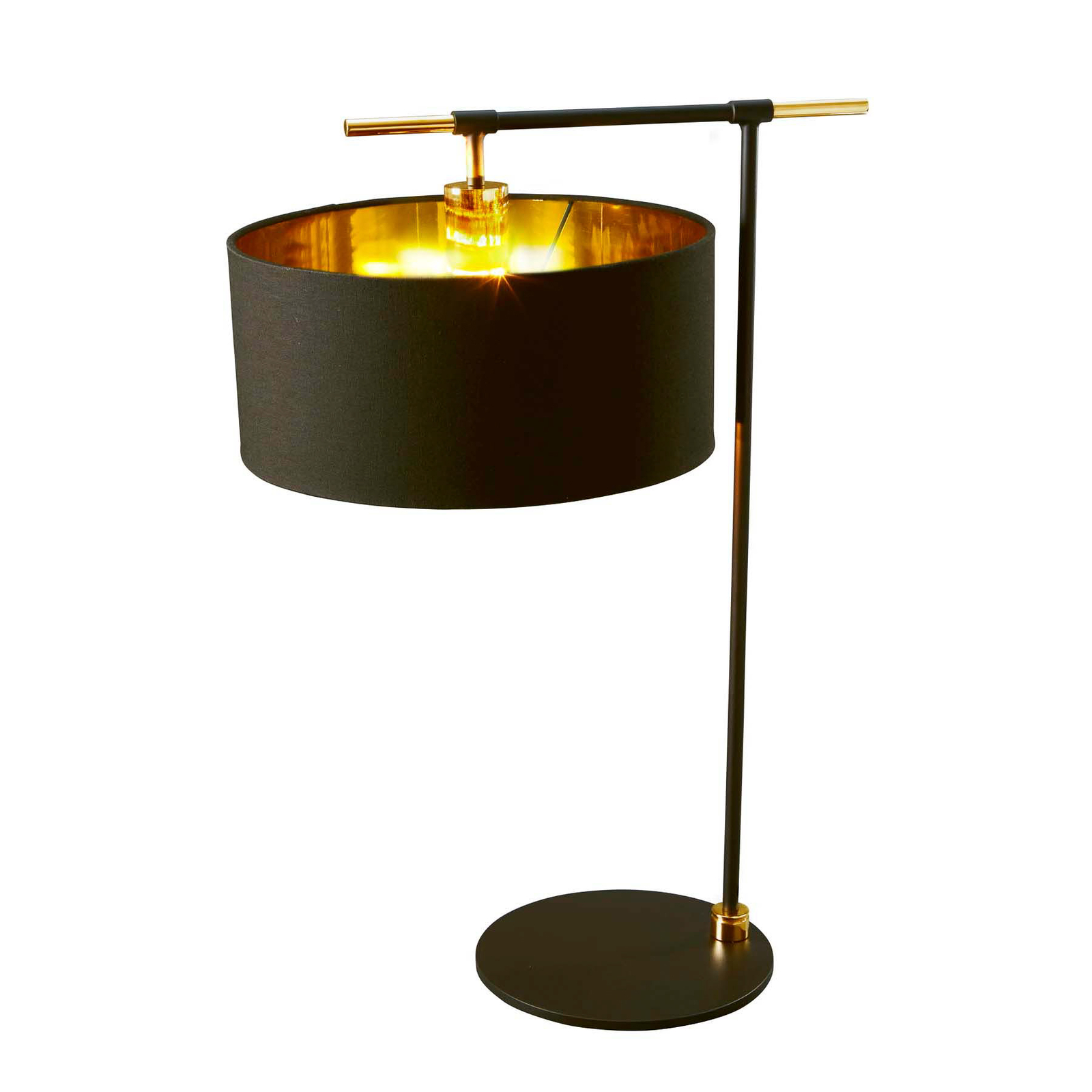 Lámpara de mesa Balance, negro/latón, pantalla negra