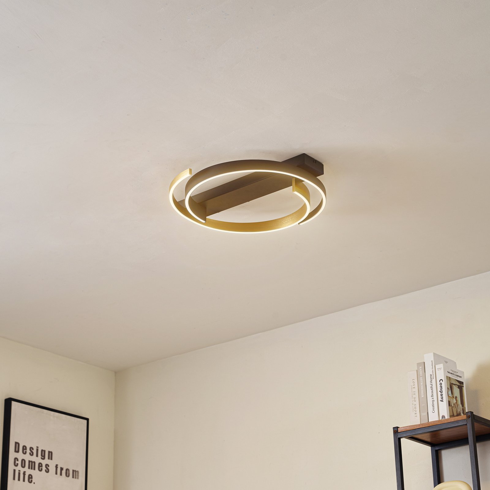 Lucande LED ceiling light Natsuma, black/gold, metal, Ø 50 cm