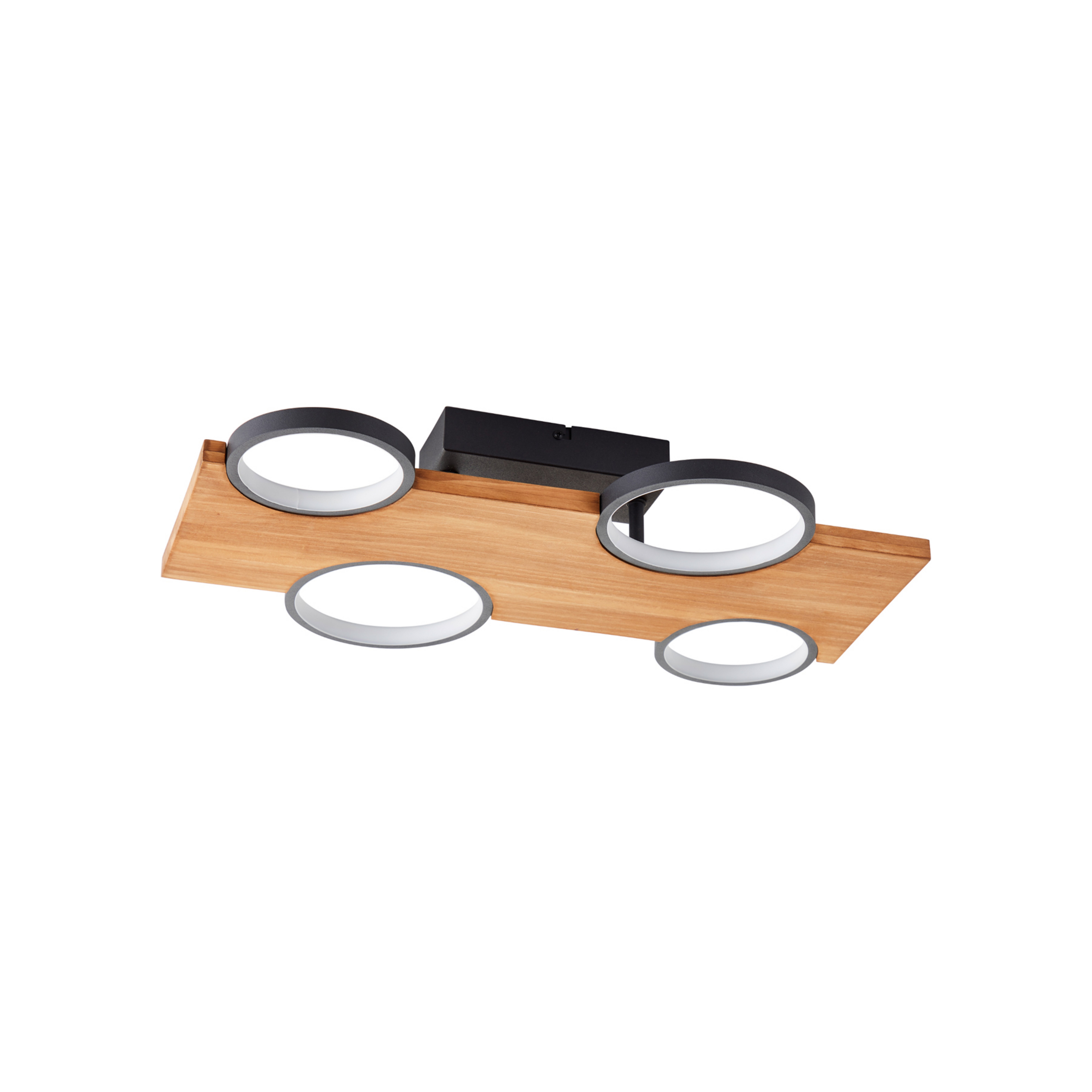 LED-Deckenlampe Cheesy aus Holz, vierflammig