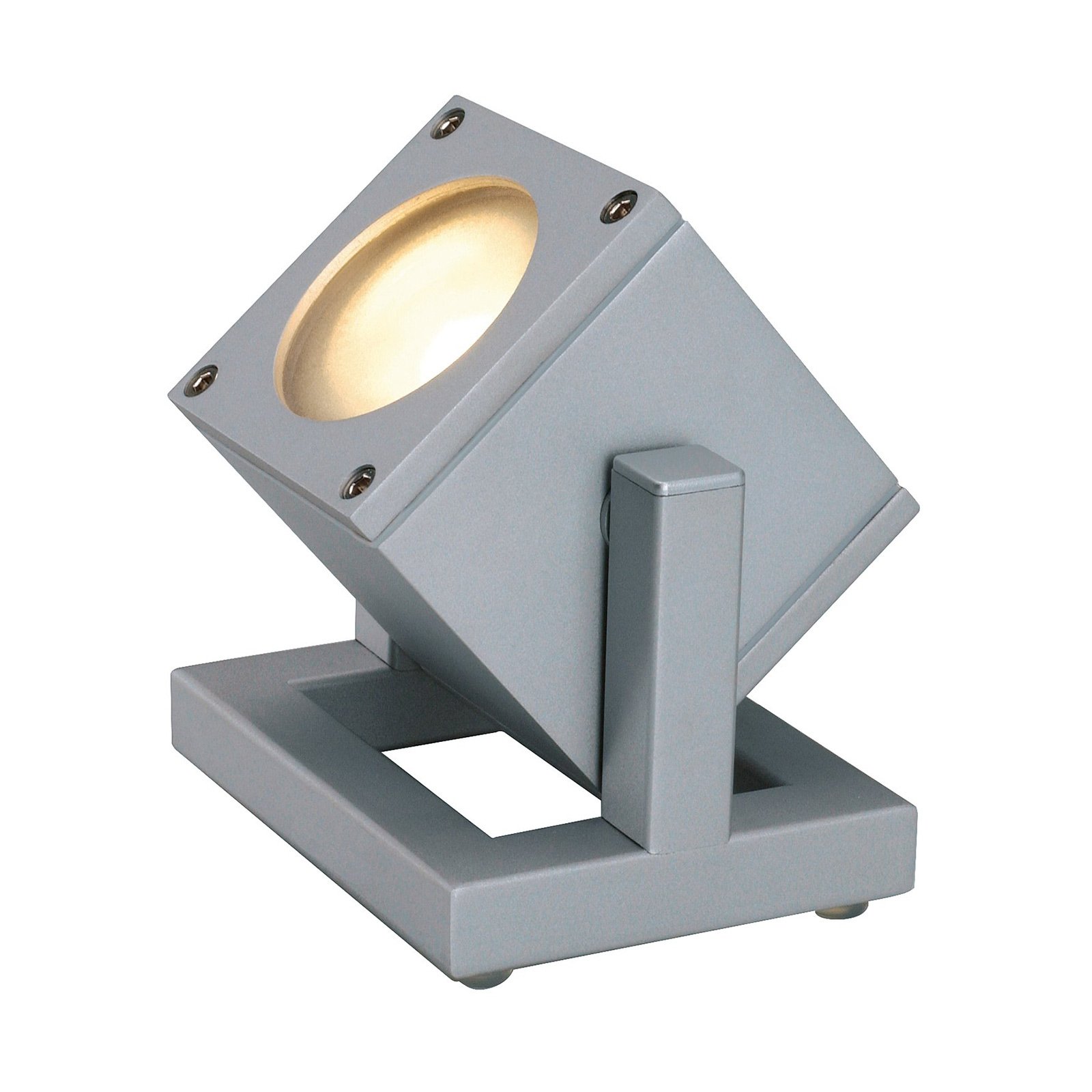 SLV Cubix I outdoor spotlight IP44, silver-grey, aluminium, GU10, 25 W, energy efficiency: A++, L: 10.8 cm, W: 10.5 cm, H: 12.5 cm