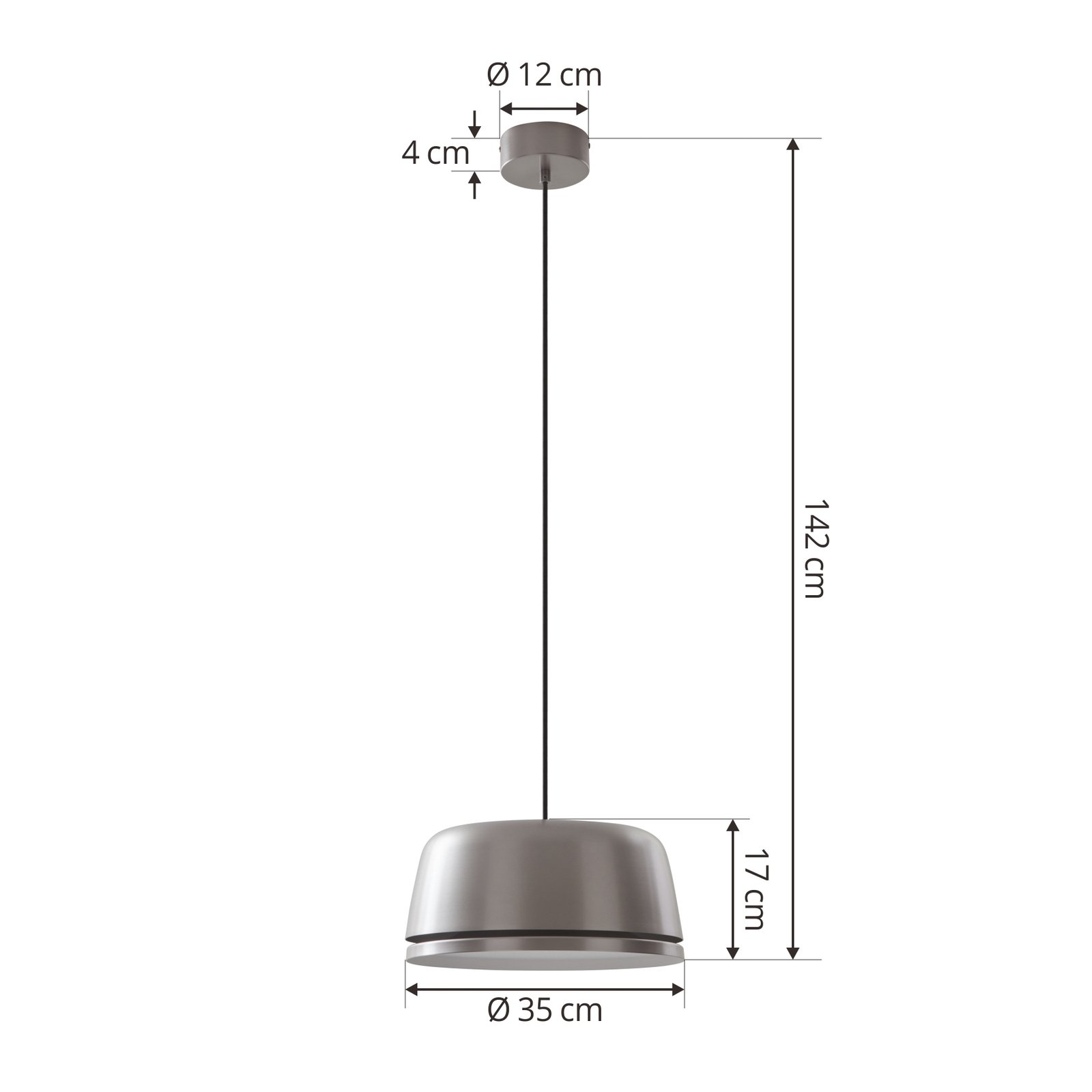 Lucande Faelinor, candeeiro suspenso LED, cinzento