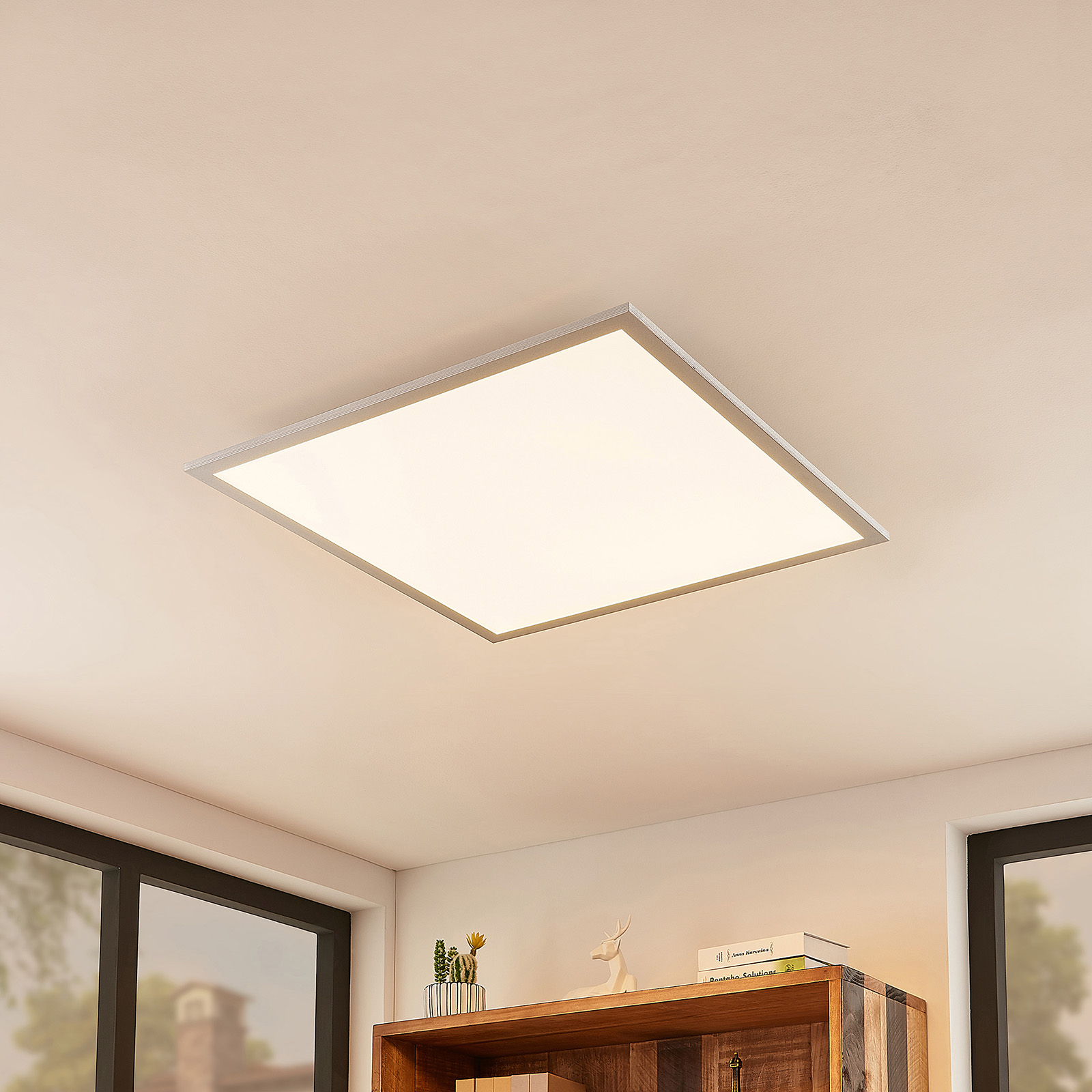 Lindby Kjetil LED ceiling panel 62 x cm, for Workroom / Office, aluminium, plastic, 31 W, energy efficiency: A+, L: 62 cm, W: 62 cm, H: 5.2 cm