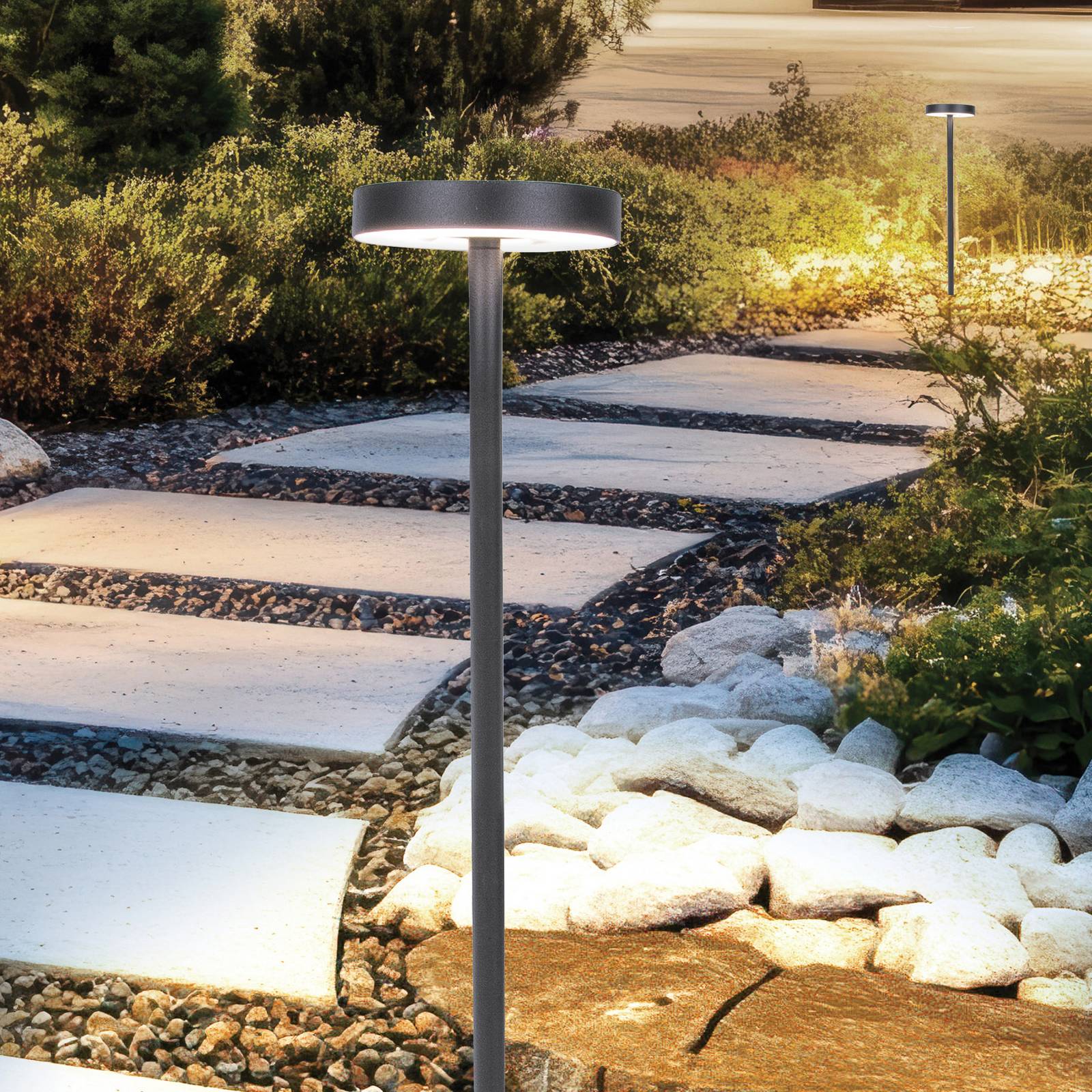 Viokef LED sokkellamp Tango donkergrijs Hoogte 50 cm Metaal, grondpen