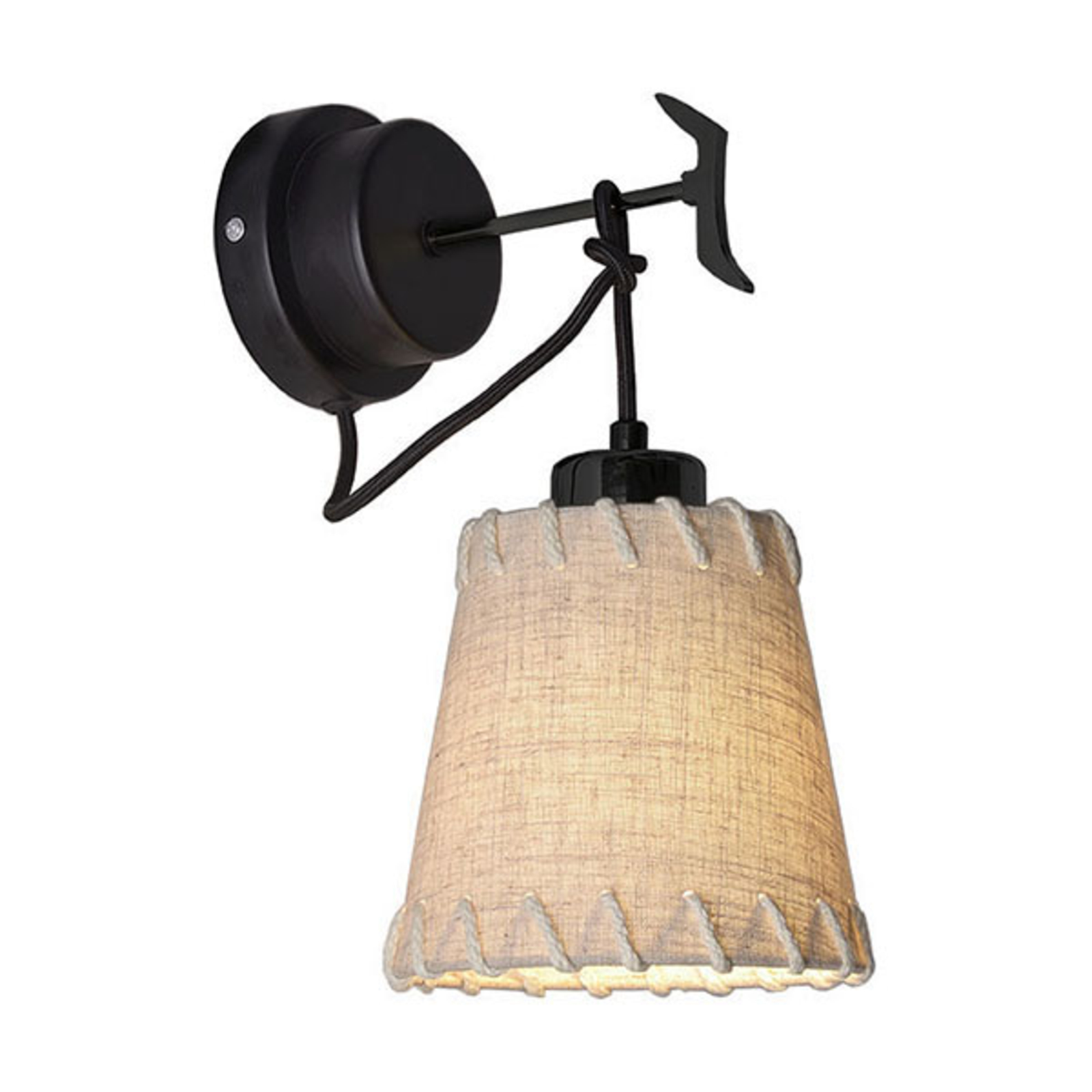 Viokef Timor wall light, fabric, beige, for Living / Dining Room, fabric, steel, E27, 60 W, energy efficiency: A++, W: 15 cm, H: 35 cm