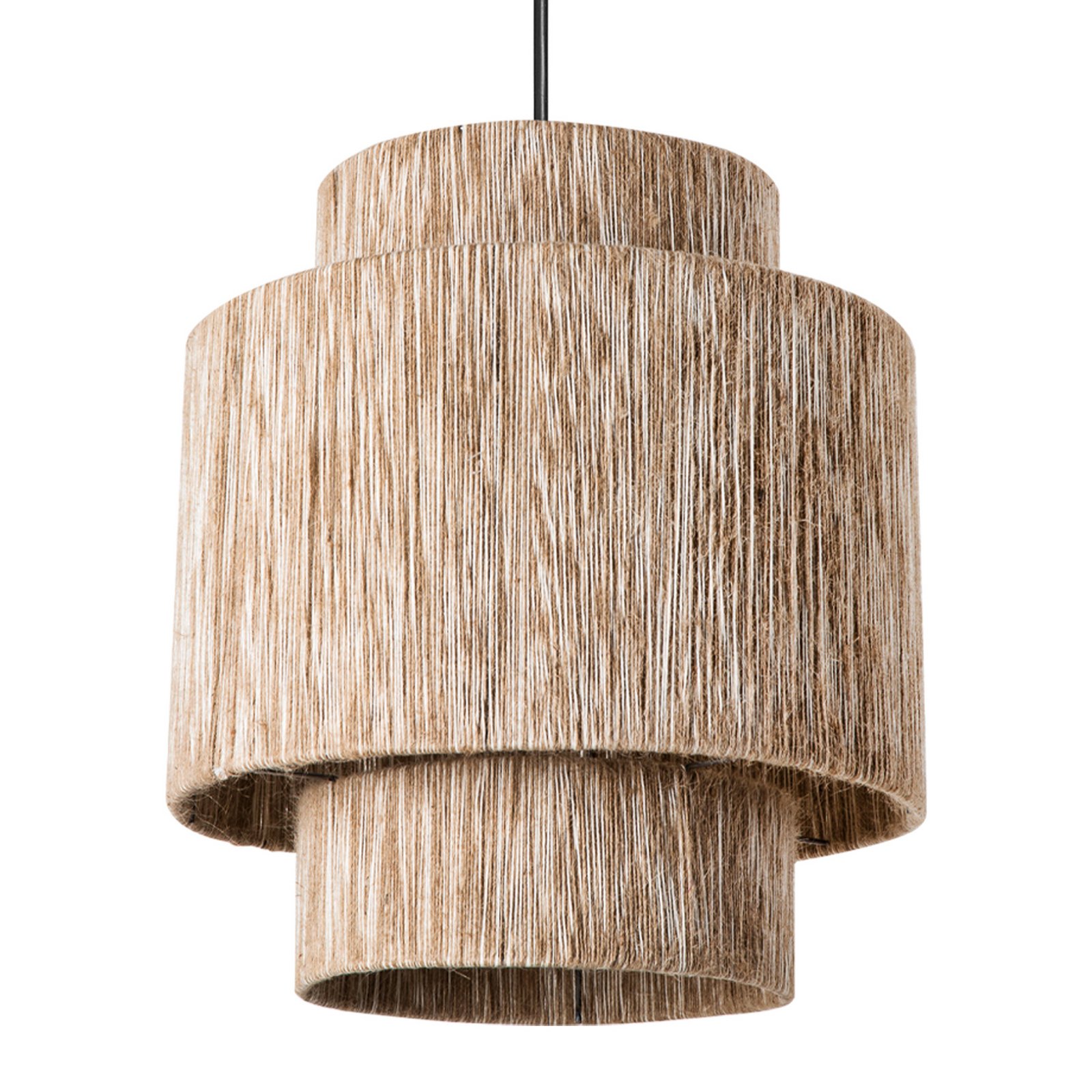 Hängeleuchte Sahra, braun, Seil, Ø 39 cm, Doppelschirm Hängeleuchte Sahra, braun, Seil, Ø 39 cm, Doppelschirm