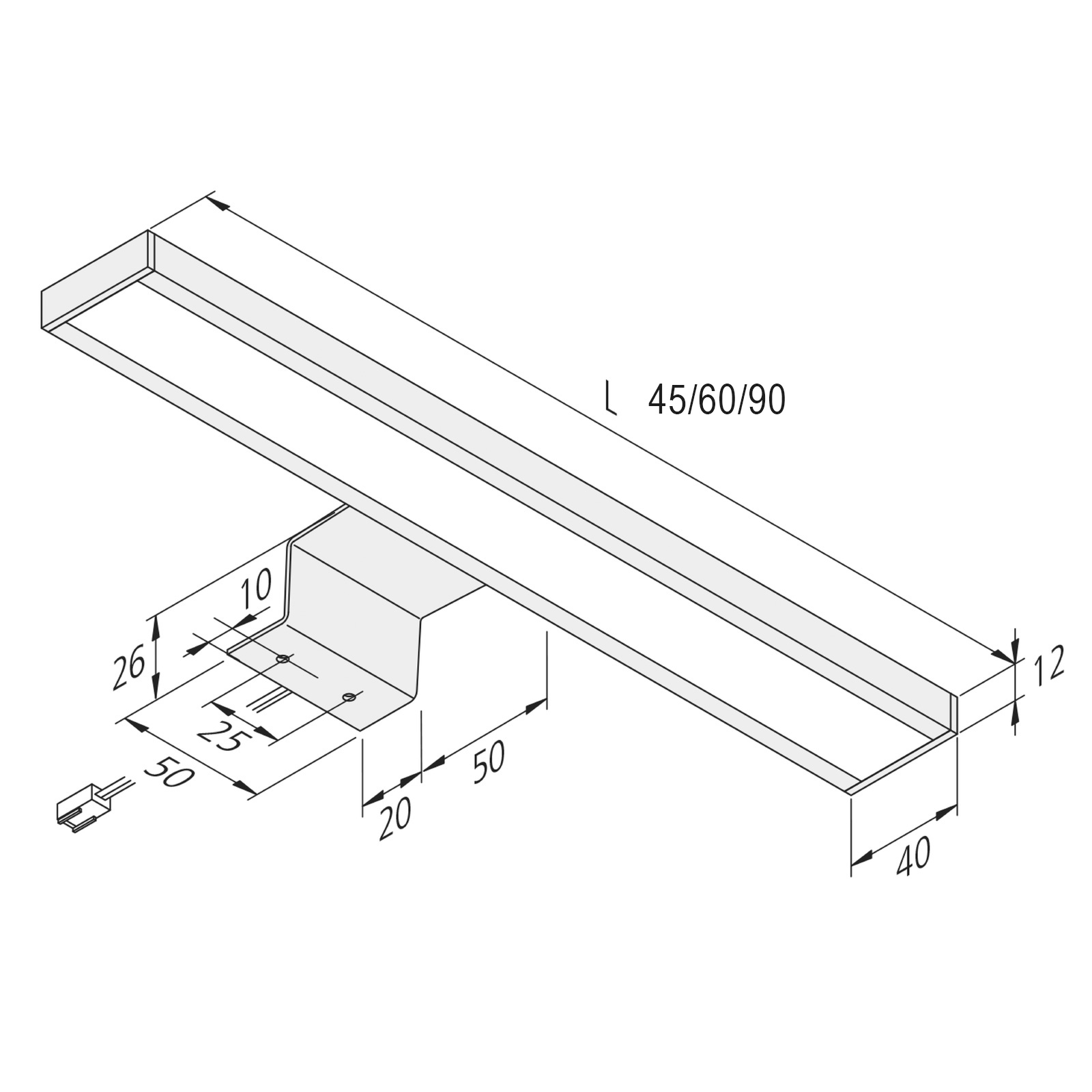 LED-Schrankaufbauleuchte Lugano 3.000K