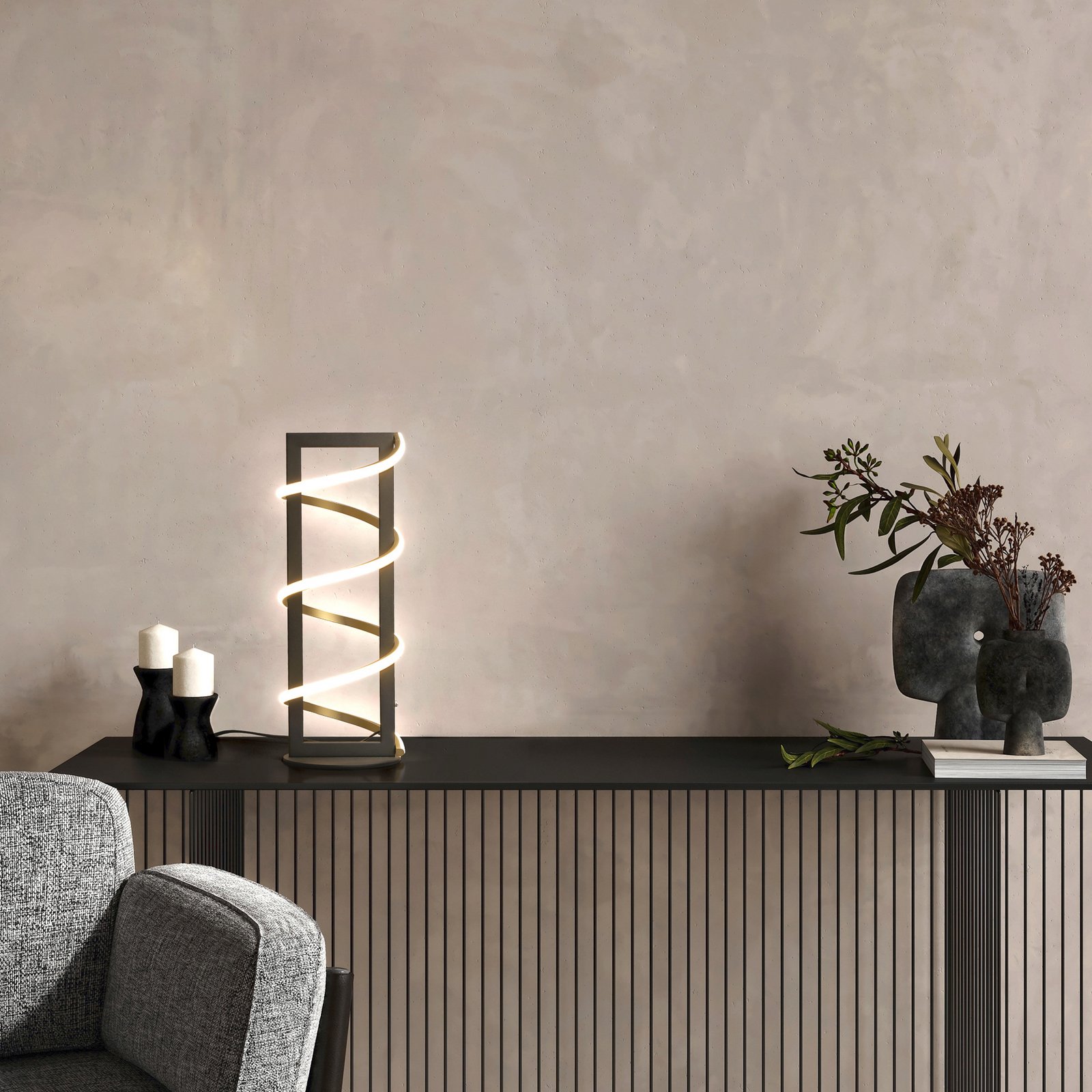 LED tafellamp Gwen, zwart, hoogte 45 cm, CCT, touchdimmer LED tafellamp Gwen, zwart, hoogte 45 cm, CCT, touchdimmer