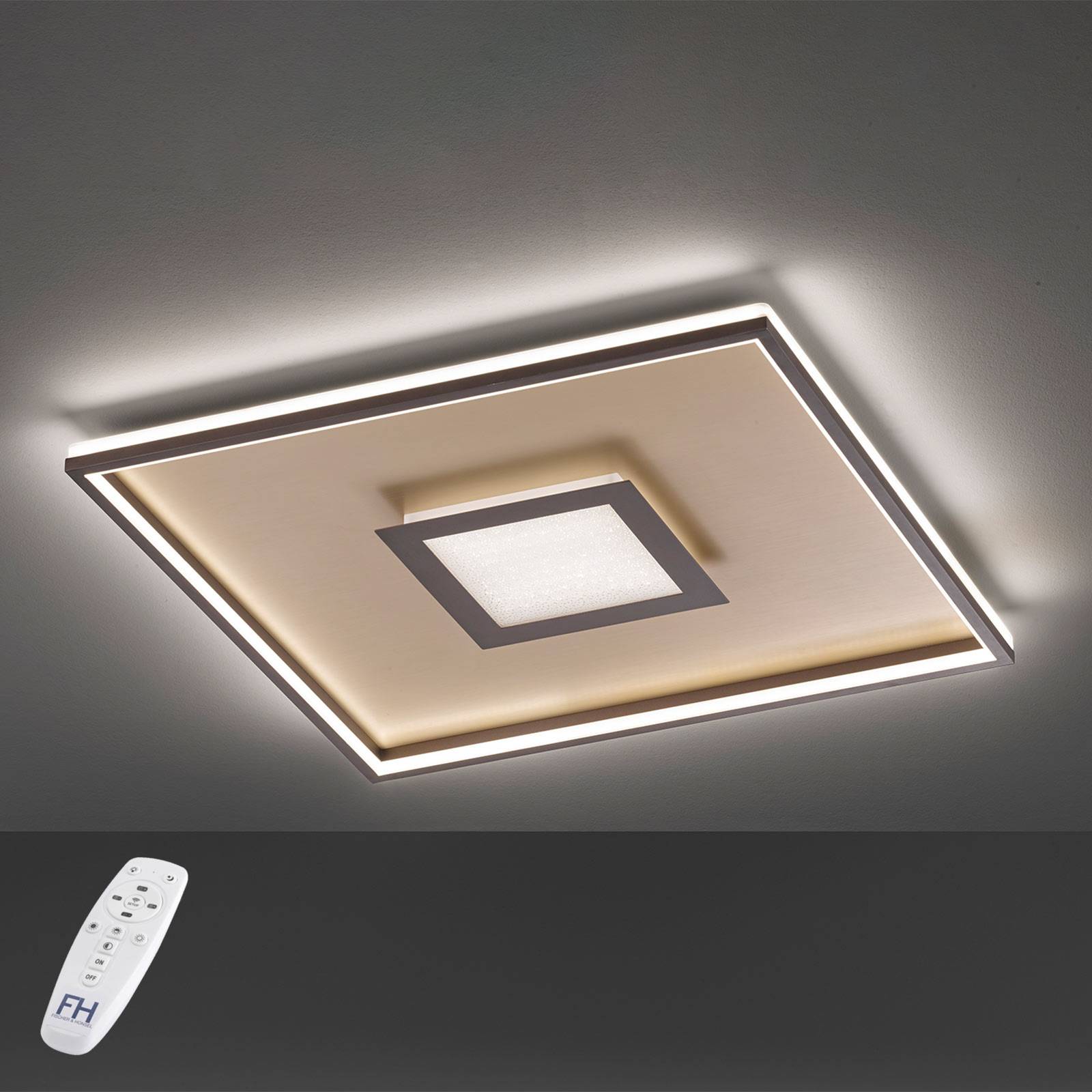 FISCHER & HONSEL LED-taklampa Bug fyrkantig rost 60 x 60 cm