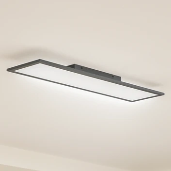 Lindby LED paneel Enhife, zwart, 80 x 20 cm, metaal, 4.000K