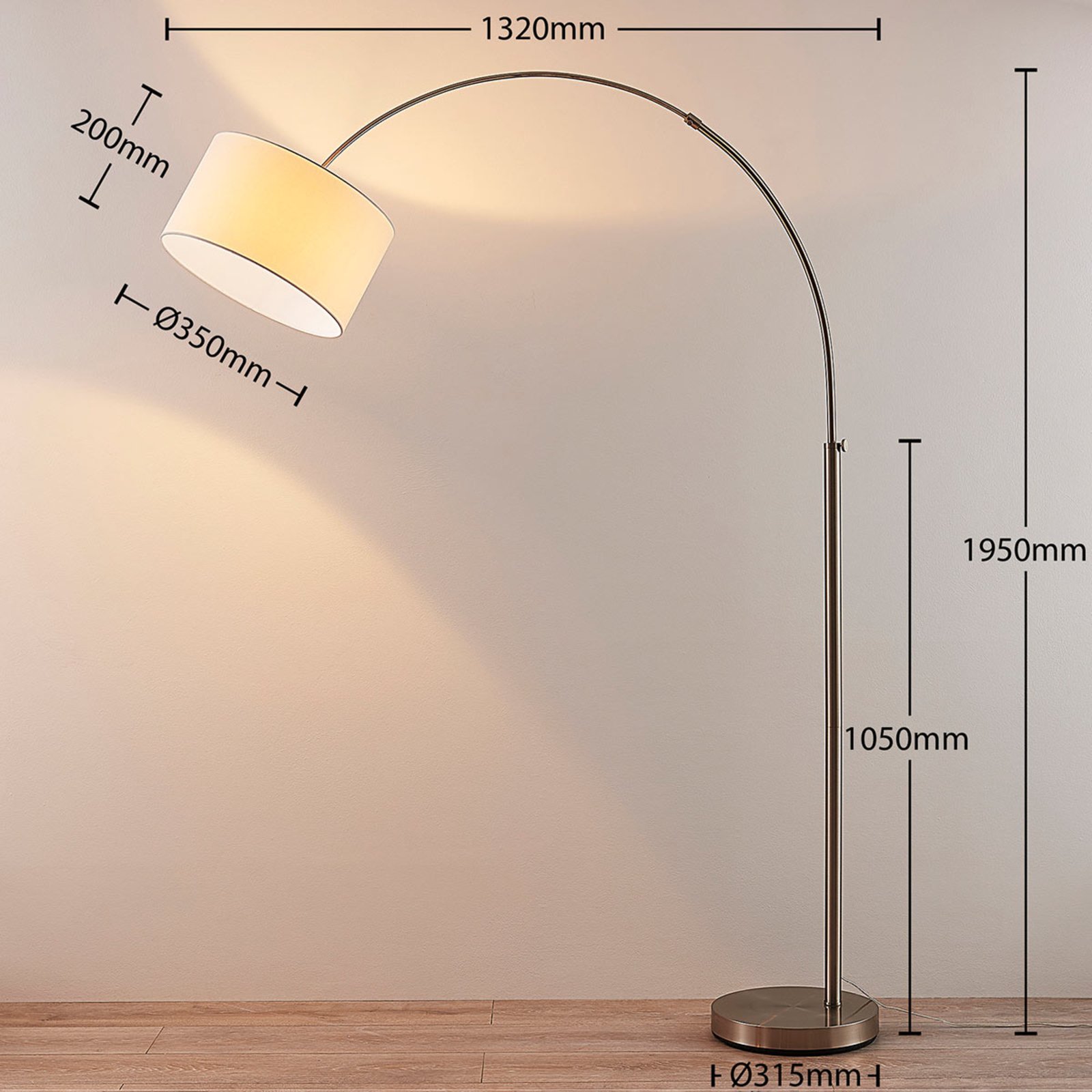 Railyn Gulvlampe Cream/Nickel - Lindby