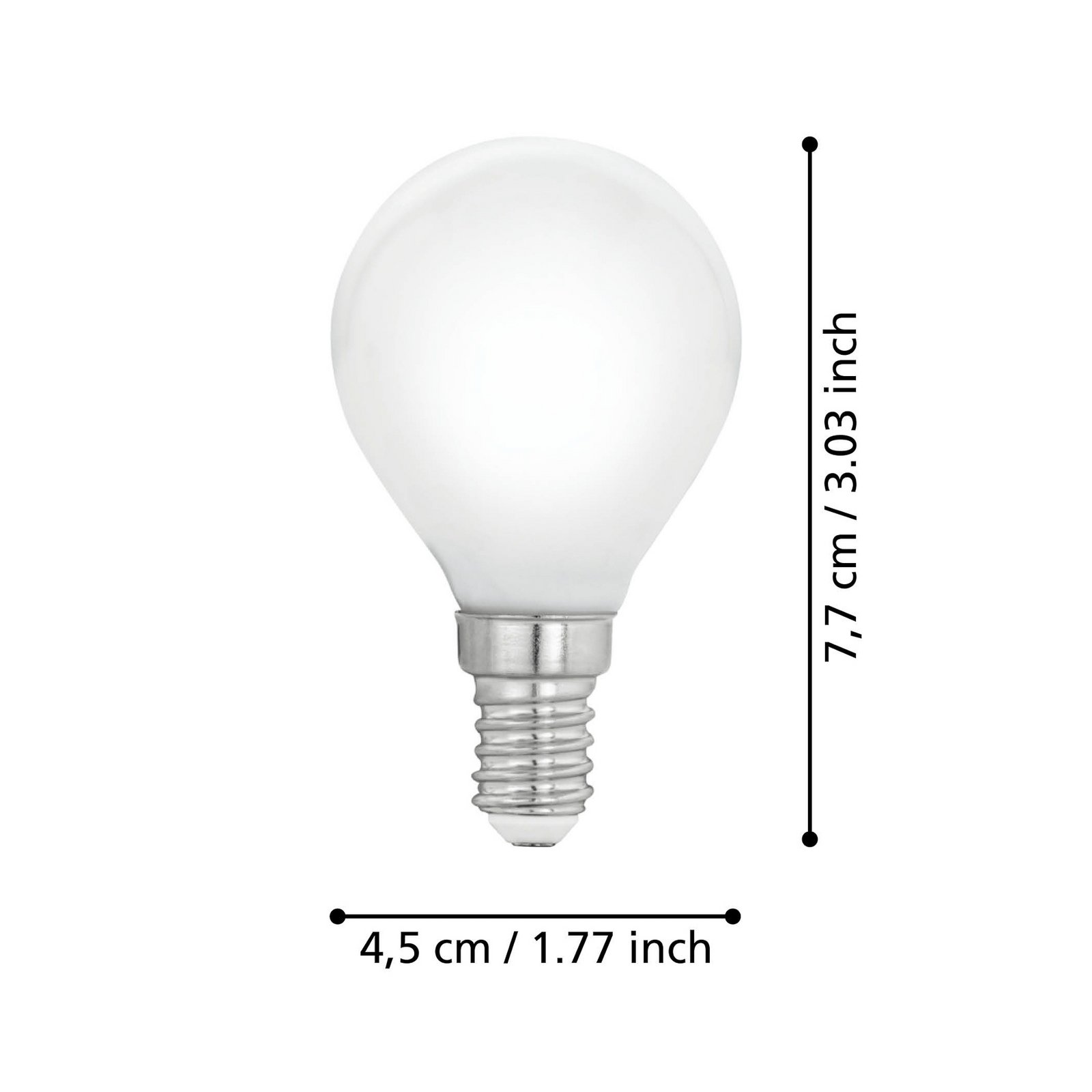 LED-lampa E14 P45 4 W, varmvit, opal