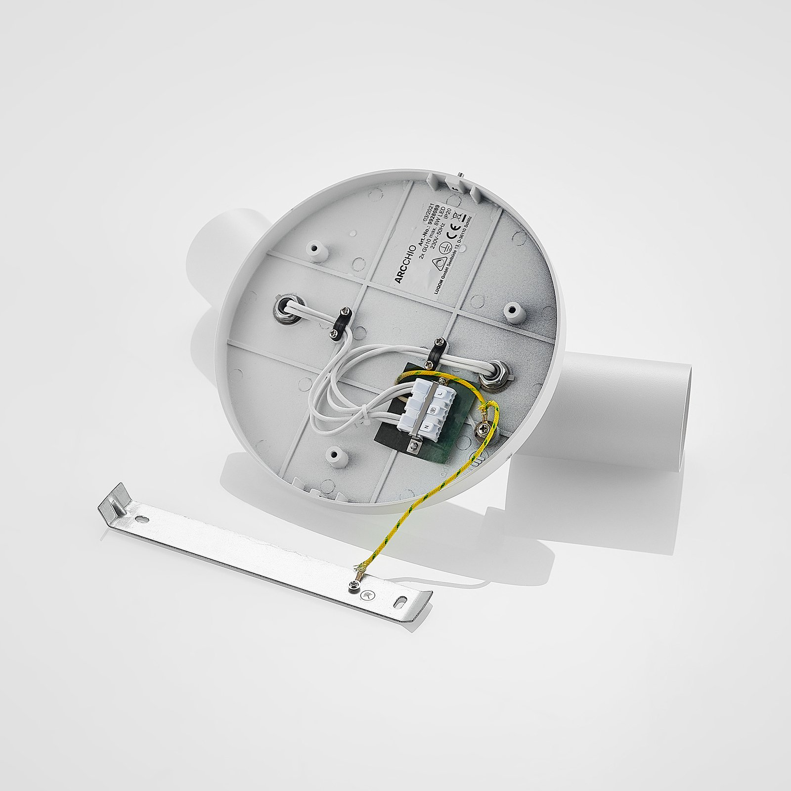 Arcchio Strahler Brinja, weiß, rund, Ø 6 cm, 2-flg., GU10