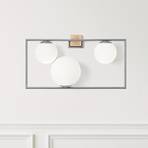 Buble wall light, steel-coloured, 3-bulb, glass